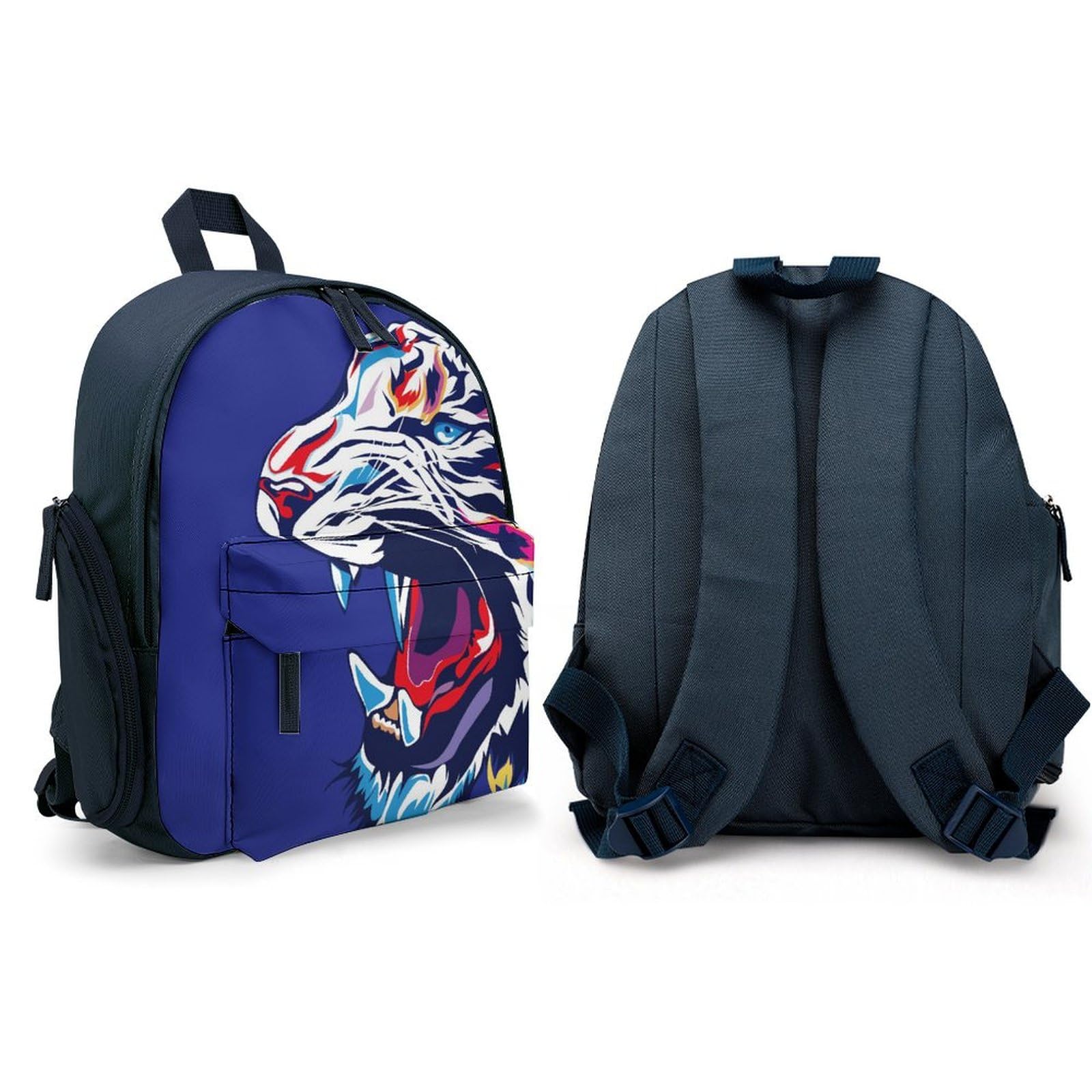 Colorful Tiger Face Cute Backpack - Adjustable Small Daypack for School, Travel, Camping & Outdoor Activities - Perfect Gift for Kids & Teens