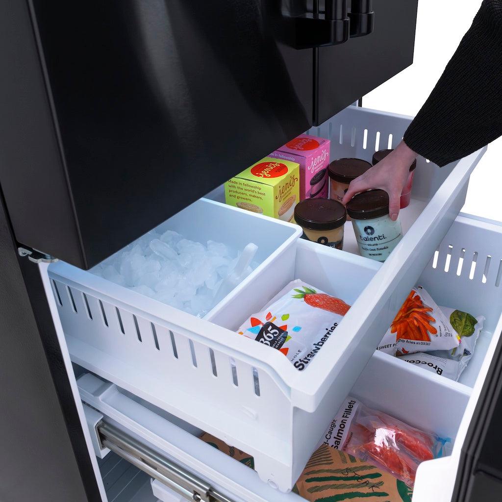 ZLINE 36 Inch French Door Refrigerator with External Water Dispenser & Dual Ice Maker - 28.9 cu.ft Capacity, Fingerprint Resistant Black Stainless Steel (RSM-W-36-BS) | Perfect for Modern Kitchens & Entertaining