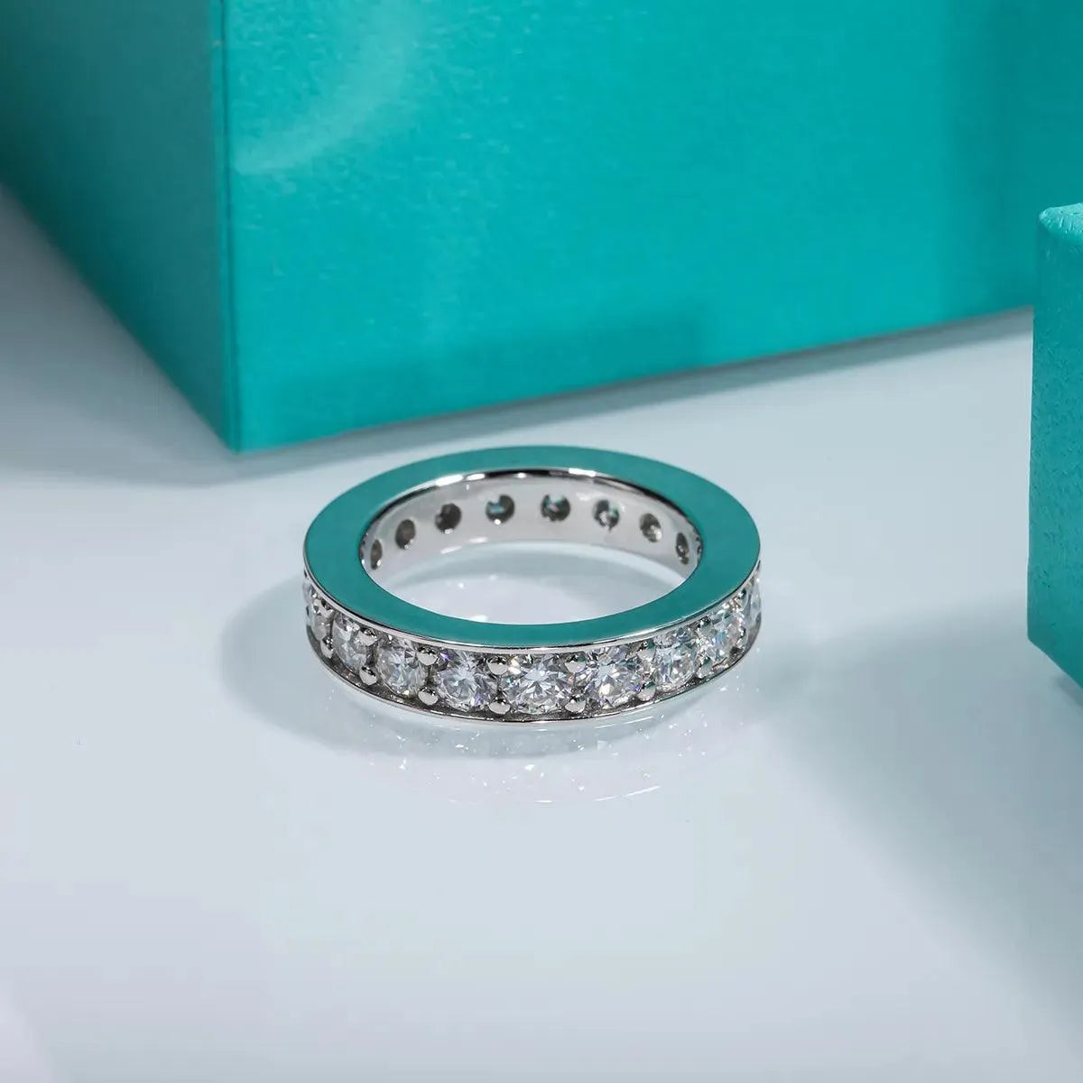 AnuJewel 3.5mm D Color Moissanite Wedding Band - 14K Gold Plated Sterling Silver Eternity Ring for Women & Men | Anniversary, Engagement, Promise Ring | Perfect for Weddings, Proposals & Special Occasions