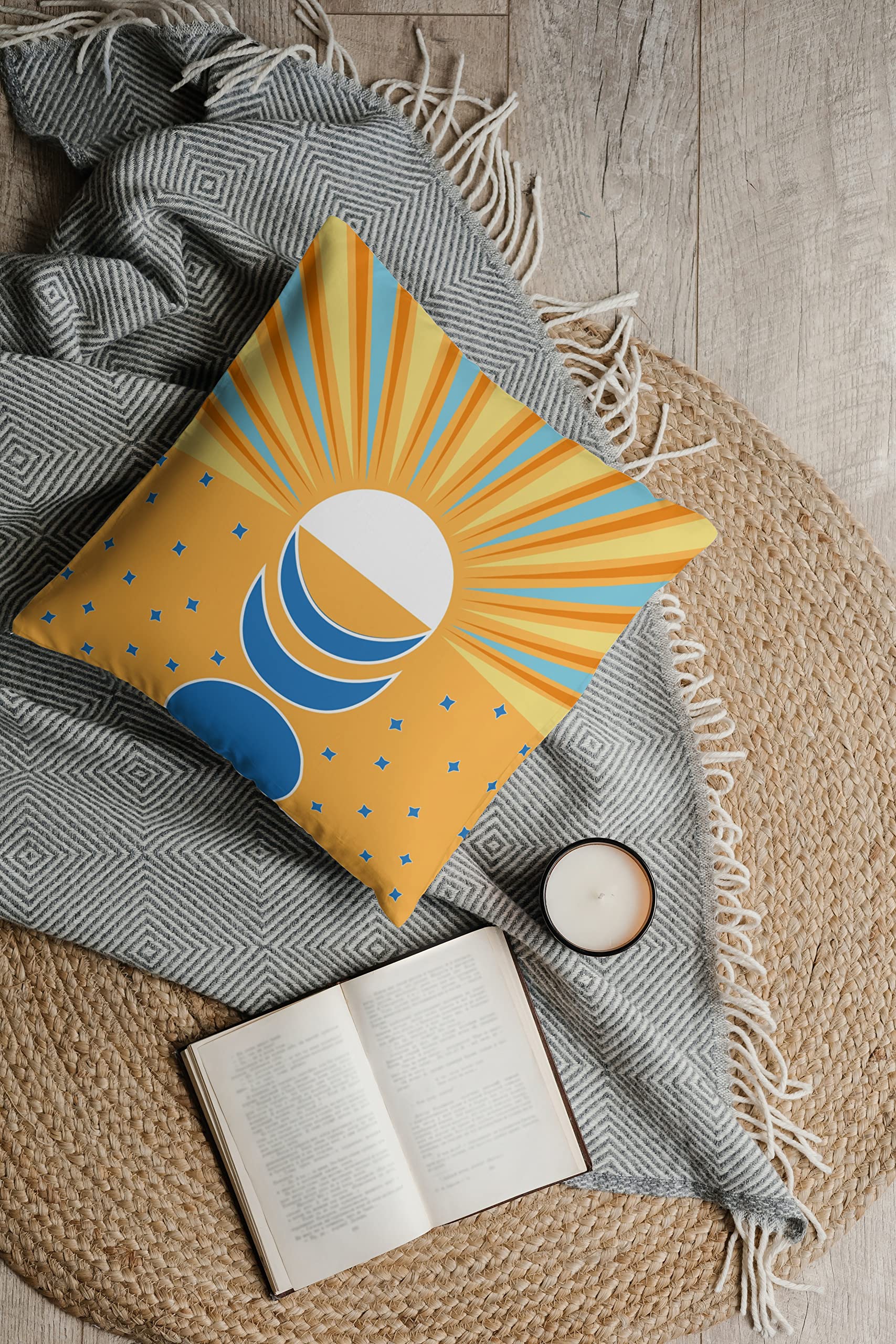 Boho Pillow Cover - Daphne & Sugar Decorative Throw Pillow Case for Couch, Bed, Sofa | Modern Farmhouse Bohemian Geometric Home Decor | Ethnic Style Cushion Cover (Equinox Design) - Perfect for Living Room, Bedroom & Nursery Decor
