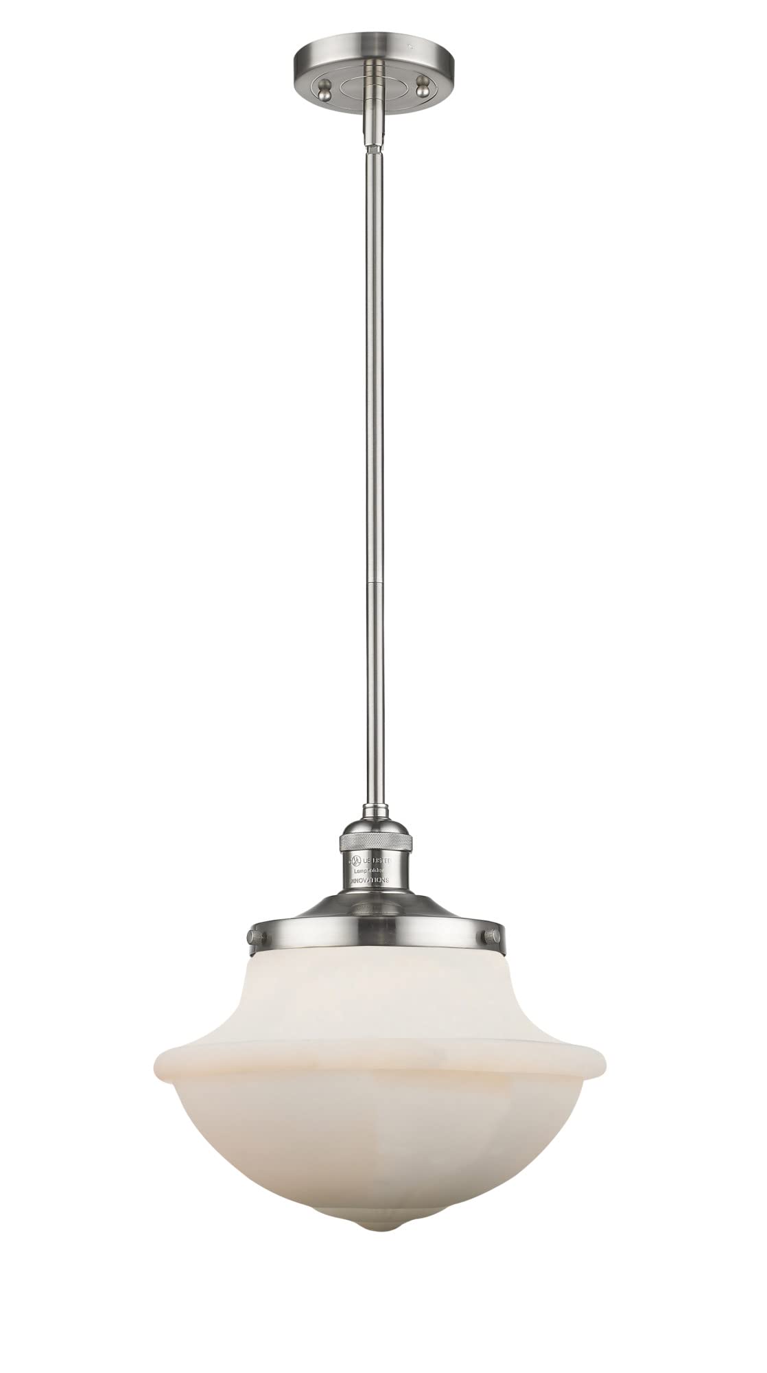 Oxford School House Collection 201S-SN-G542W Modern One Light Pendant - Elegant Lighting Fixture for Kitchen Island, Dining Room, or Entryway