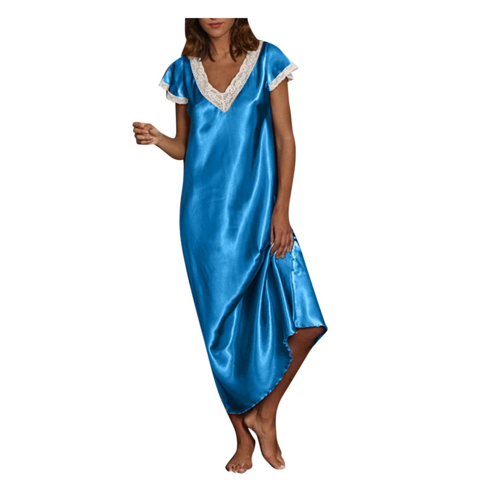 Aniywn Plus Size Lingerie for Women - Sexy Satin Chemise Sleep Dress, High Waisted Nightgown & Full Slip Nightwear | Perfect for Valentine's Day, Honeymoon & Romantic Nights