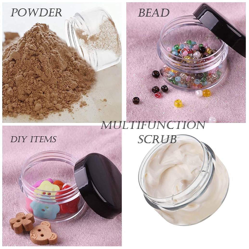 Clear Acrylic Cosmetic Jars with Leakproof Lids - 8ml Empty Containers for DIY Lip Balm, Lip Scrub, Body Butter, Makeup & Beauty Products (Black, Pack of 5) - Perfect for Home Crafting & Professional Salon Use