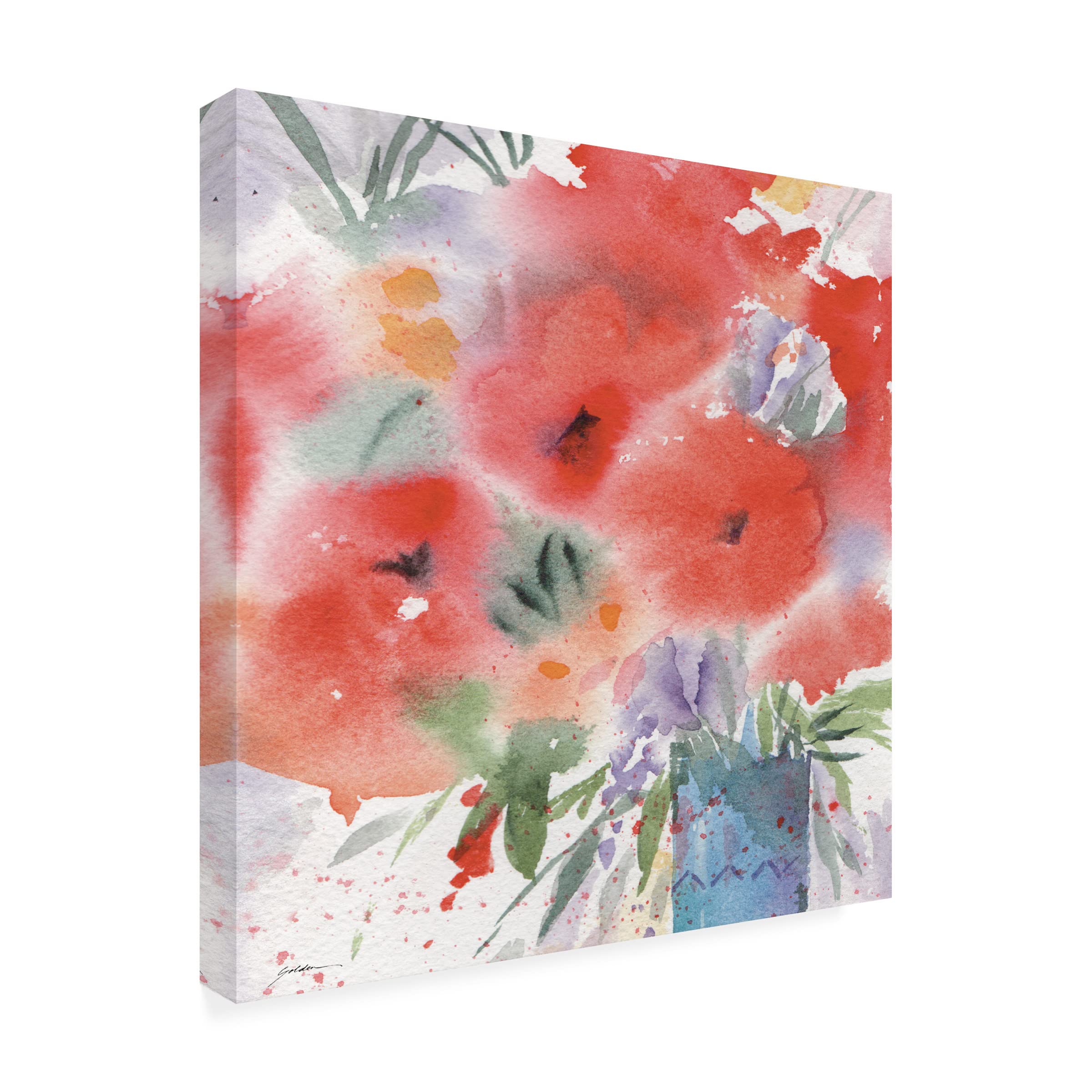 Sheila Golden 'Red Flowers Blossoming' Canvas Wall Art Print - Vibrant Floral Home Decor for Living Room, Bedroom & Office