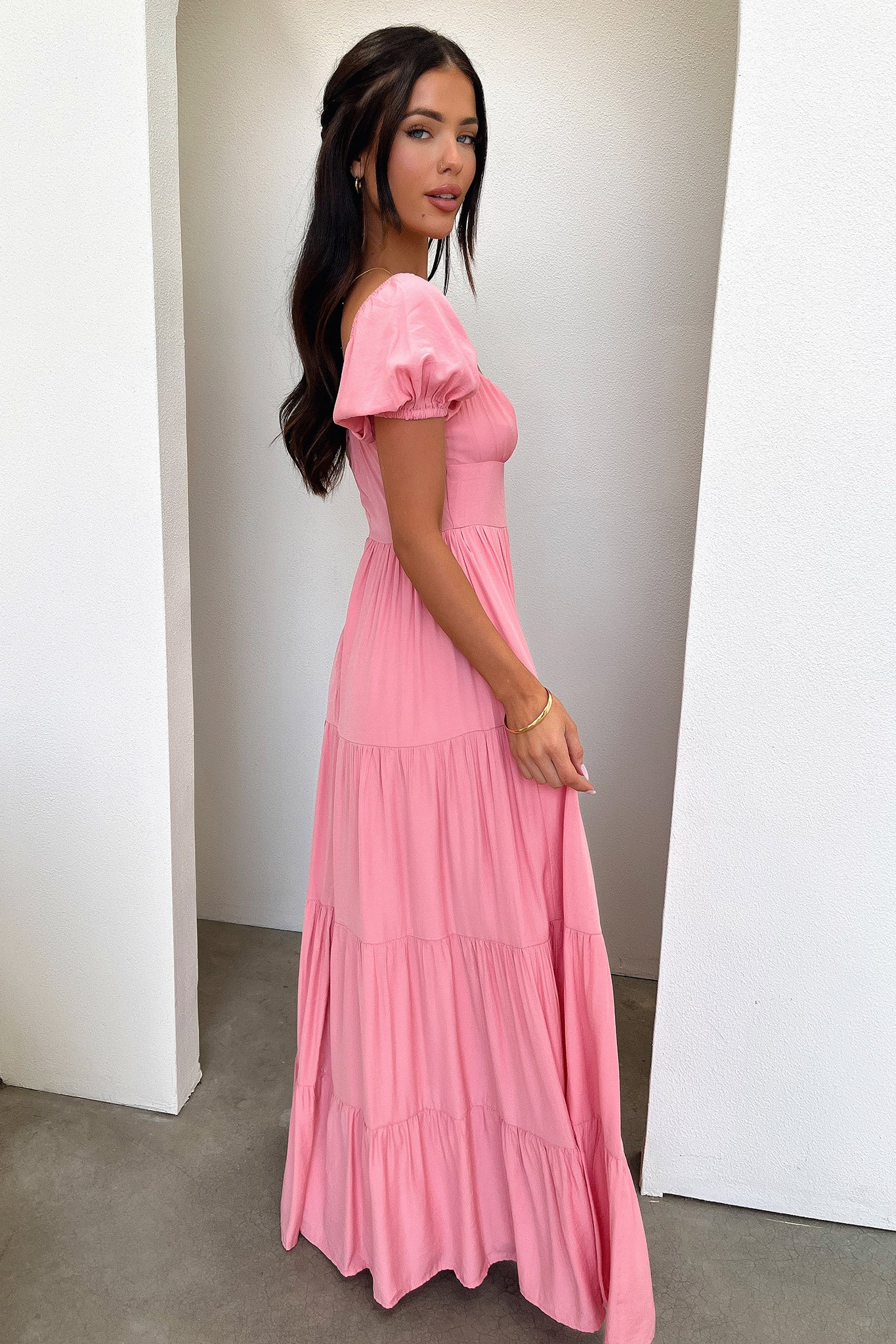 Levona Maxi Dress for Women - Flowy Long Summer Dress with Rose Print, Elegant Boho Style for Beach, Vacation, and Casual Outings