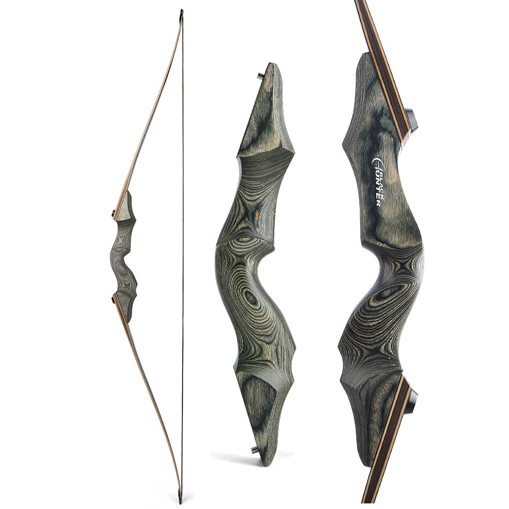 60 Inch Black Hunter Takedown Longbow 20-60lbs - Traditional Wood Longbow for Right & Left Hand - American Hunting Bow for Outdoor Archery, Target Practice & Survival Training