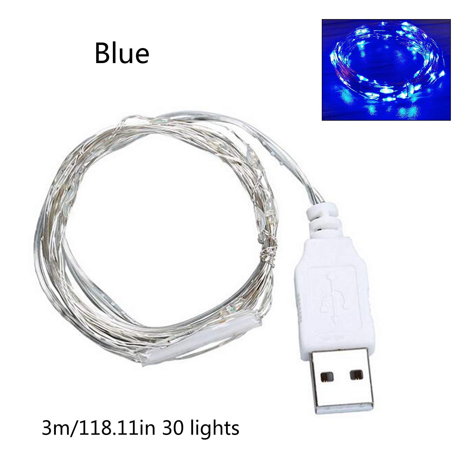30 LED 9ft USB Fairy String Lights - Silver Wire Christmas Wedding Party Decorations for Indoor Outdoor Home Garden Bedroom Patio Decor