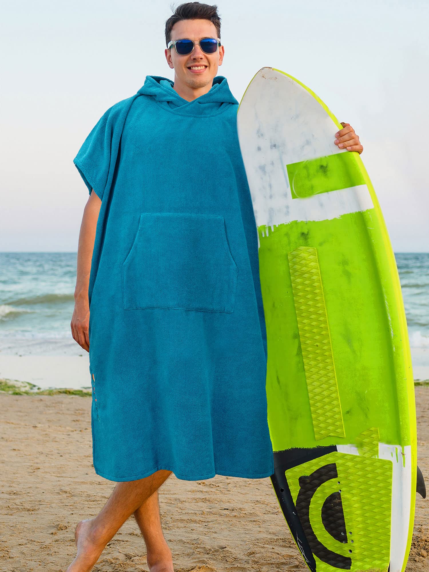 **SUN CUBE Surf Poncho Changing Robe with Hood - Quick Dry Microfiber Wetsuit Towel with Pocket for Men & Women - Perfect for Surfing, Beach, Swimming & Outdoor Activities**