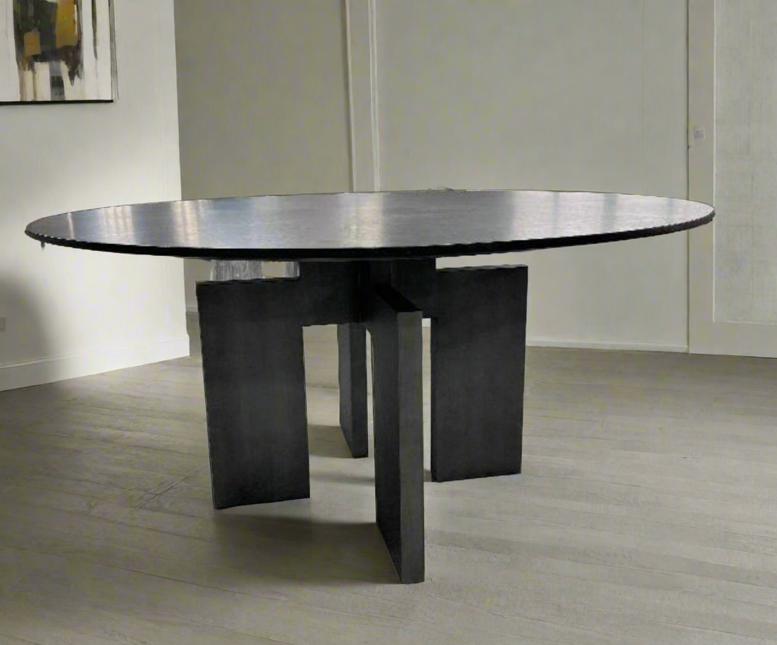 Adonis 5-Piece Round Black Dining Table Set with 6 Black and White Chairs - Modern Kitchen & Dining Room Furniture for Family Gatherings & Dinner Parties