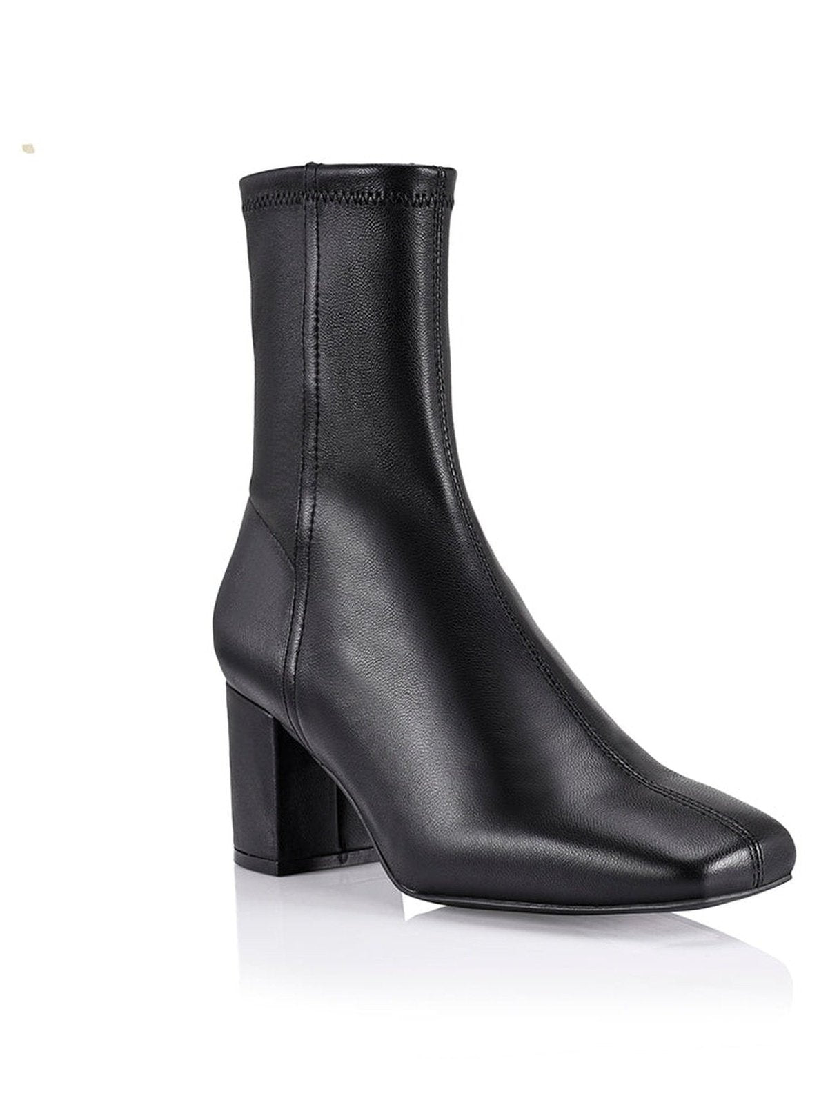 Juan II Black Stretch Leather Sock Boots - Stylish & Comfortable Women's Ankle Boots for Work, Party & Everyday Wear