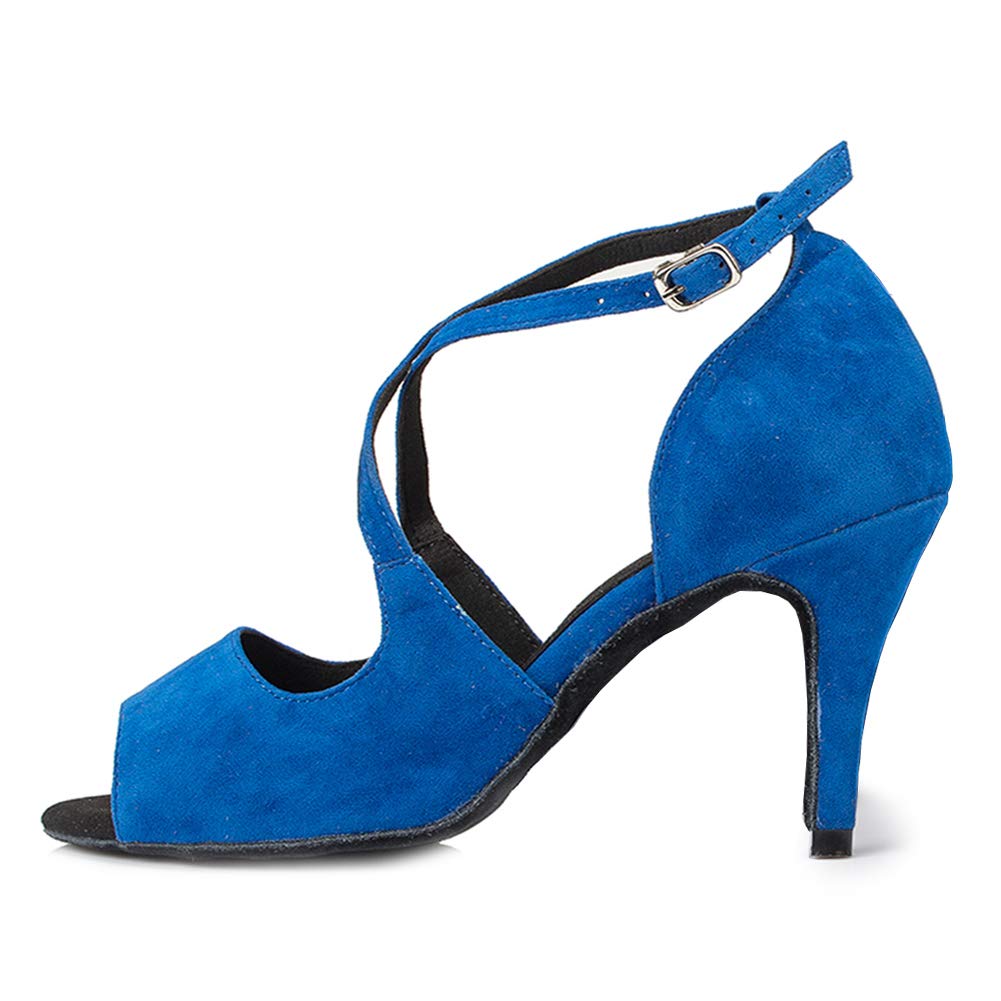 DKZSYIM Women's Satin Latin Dance Shoes - Professional Ballroom Performance Shoes for Salsa, Tango, Cha Cha - Model YCL014-L025 - Perfect for Dance Competitions, Performances & Practice