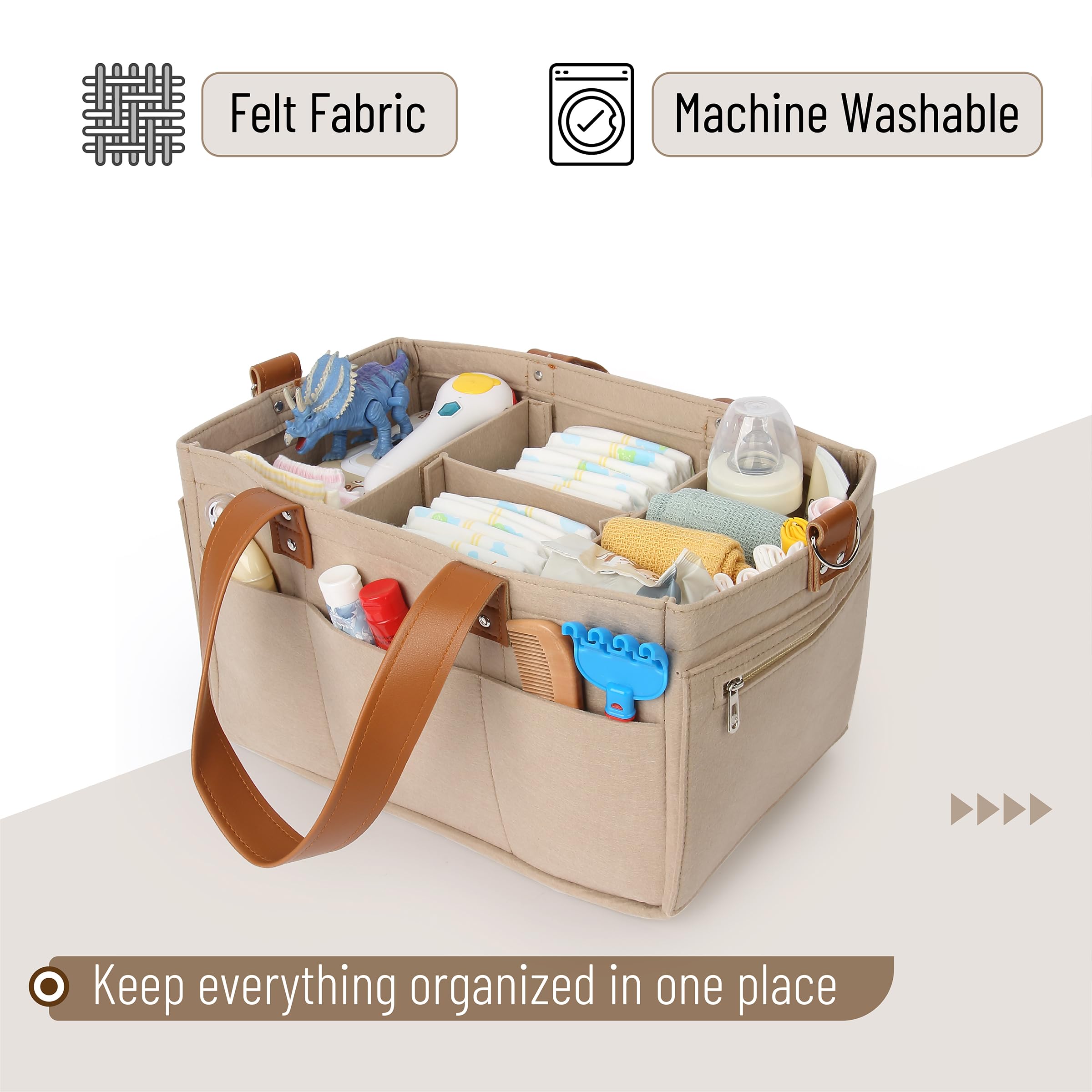 Mr. Pen Baby Diaper Caddy Organizer with Leather Strap - Portable Diaper Bag for Nursery, Changing Table & Car - Baby Essentials Storage for Diapers, Wipes & Supplies - Perfect Baby Shower Gift & New Mom Must Have