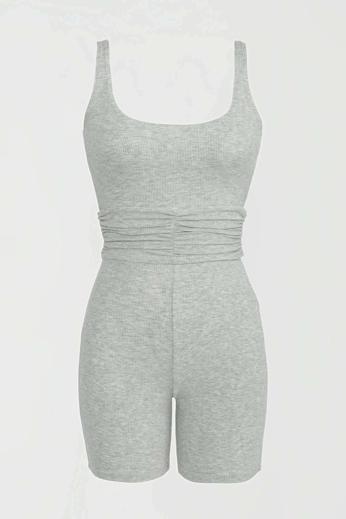 Gia Ruched Romper for Women - Elegant Misty Blue Jumpsuit with Adjustable Straps | Perfect for Summer Outfits, Beach Vacations & Date Nights