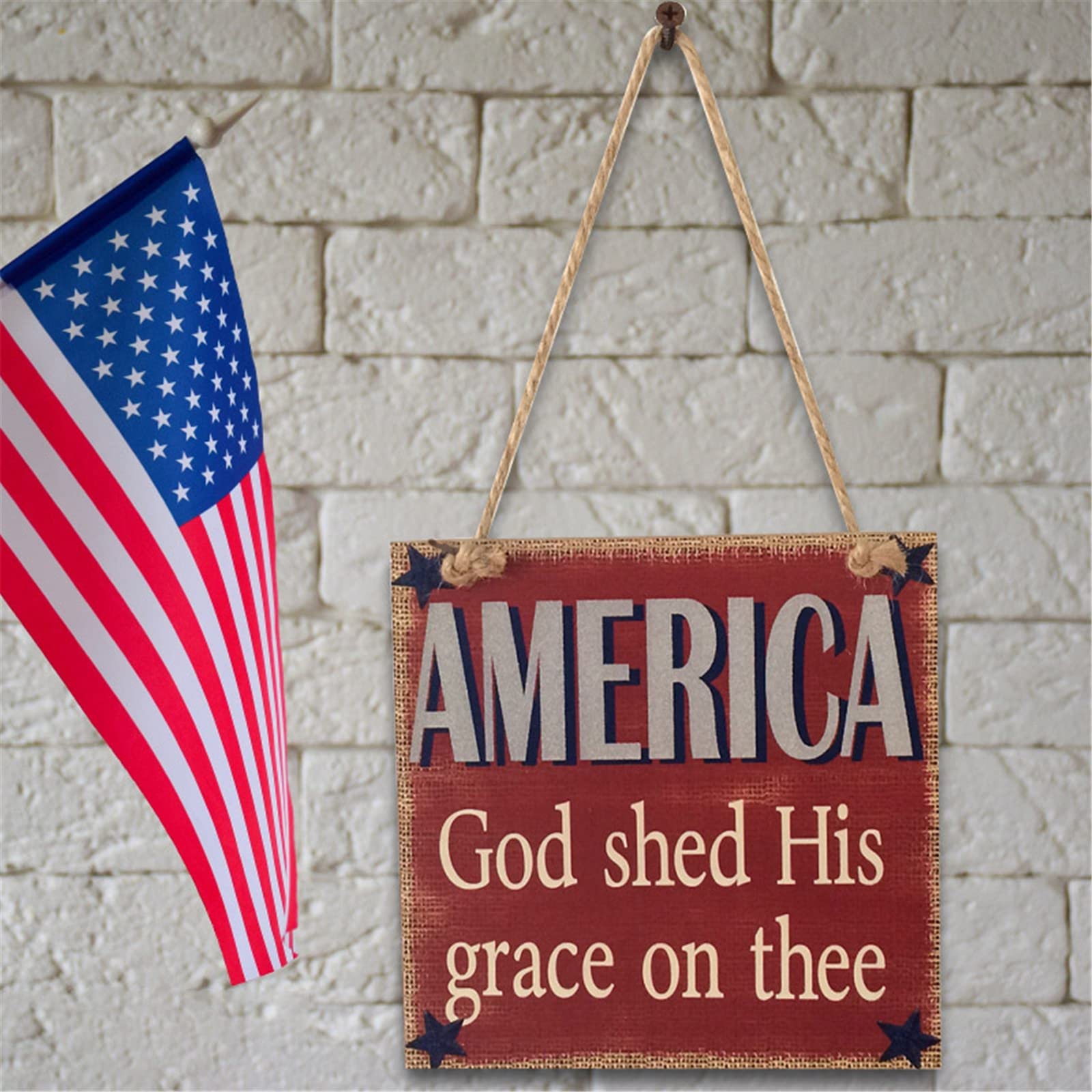 4th of July Patriotic Party Banner - Red White Blue Hanging Porch Sign for Independence Day Decorations | Home Accessories & Party Supplies for Outdoor Celebrations, BBQs, and Festive Gatherings
