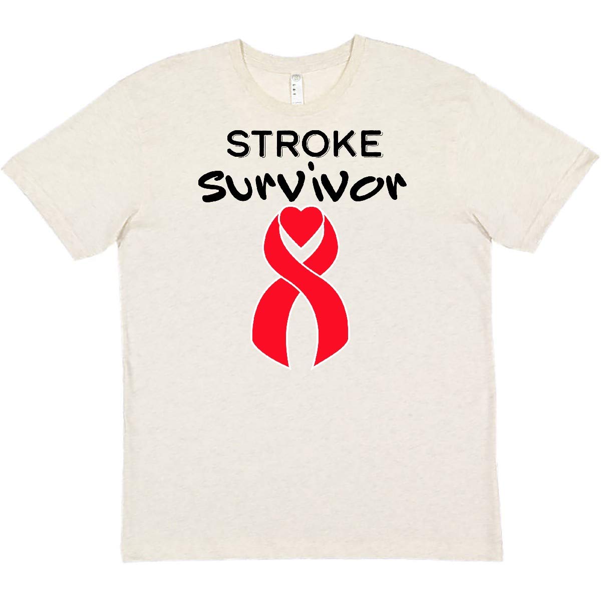 Inktastic Stroke Survivor Red Ribbon T-Shirt for Men & Women - Awareness Ribbon Tee for Stroke Survivors & Supporters - Casual Wear for Fundraisers, Walks & Everyday Use