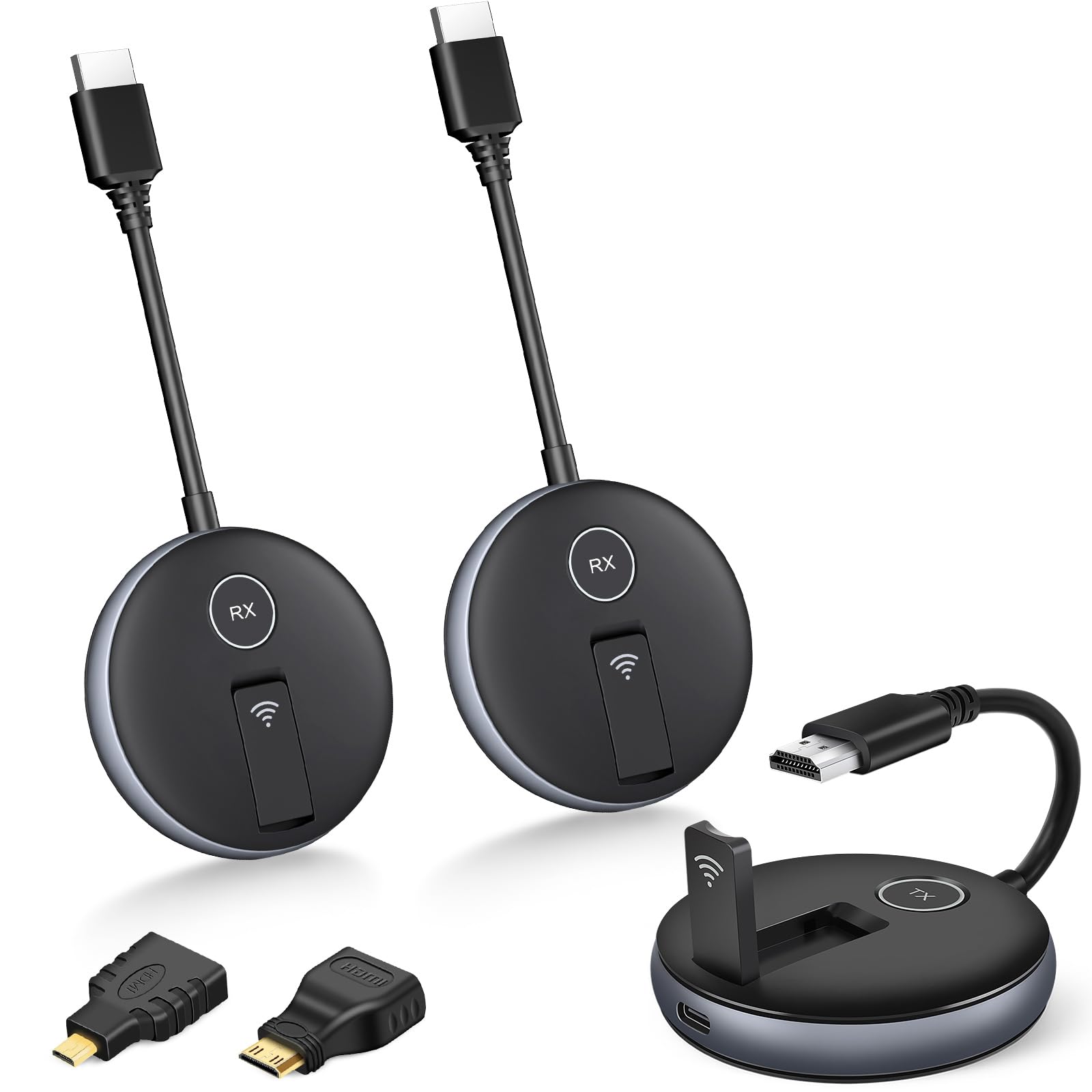 YAOMAISI Wireless HDMI Transmitter and Receiver Kit (1 Transmitter + 2 Receivers) - Stream Laptop, Cable Box & Camera to TV/Projector for Home Theater, Conference Room & Gaming Setup