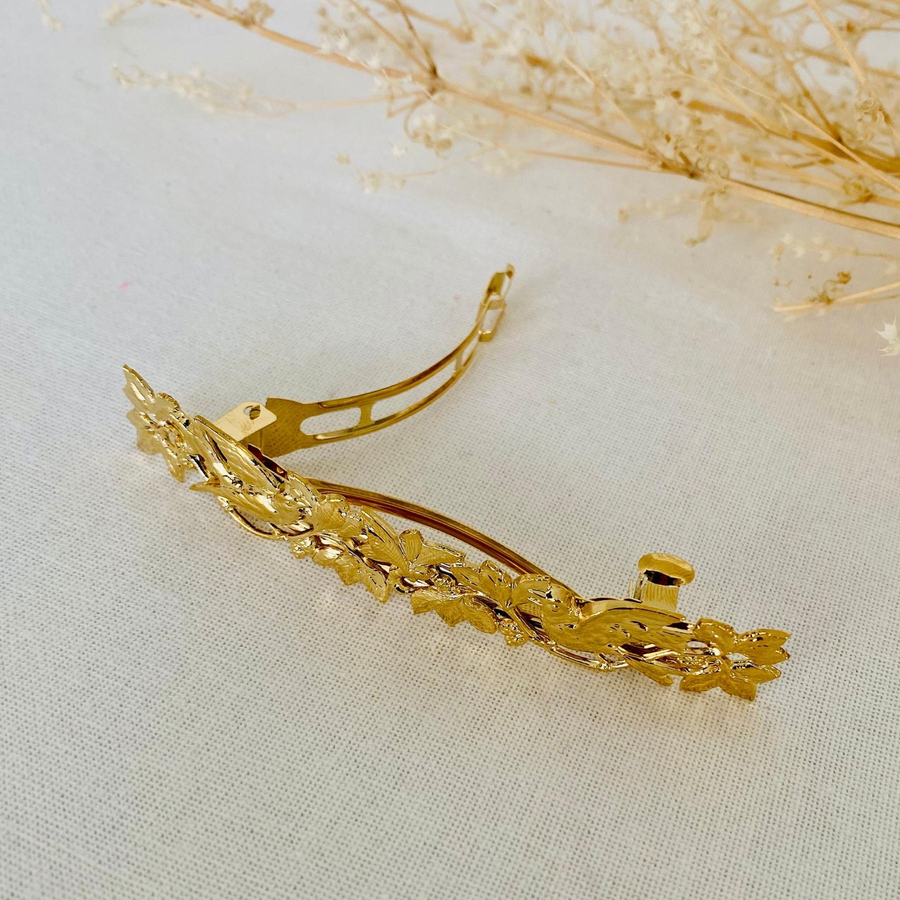 Persephone Gold Hair Barrettes - Elegant Hair Clips for Women, Girls - Perfect for Weddings, Parties & Everyday Styling