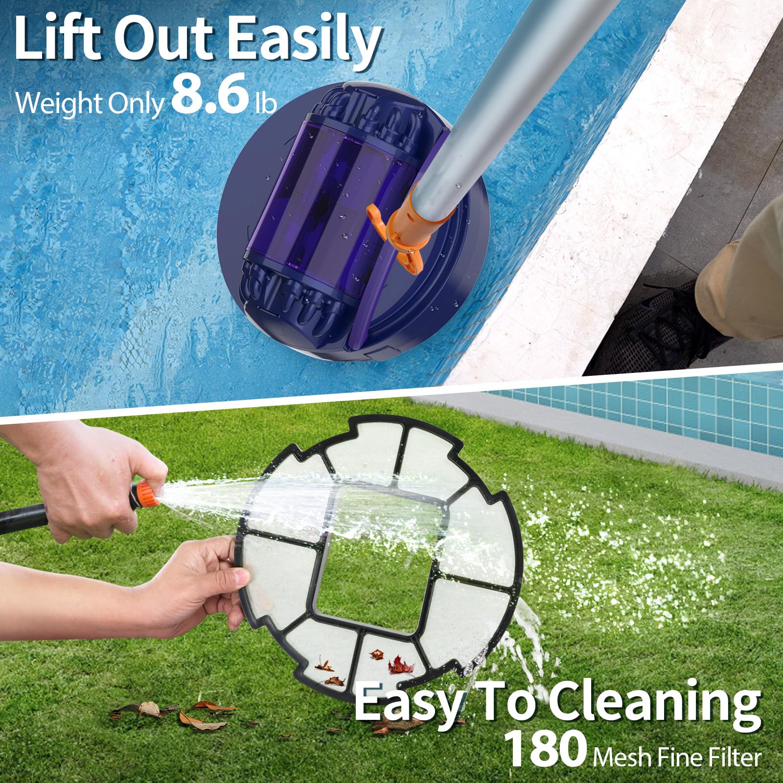 X1 2024 New Cordless Robotic Pool Cleaner - Dual Motor, Self-Parking, 5200mAh Battery, 120 Min Runtime for Above/In-Ground Pools Up to 914 Sq Ft - Ideal for Weekly Pool Maintenance & Debris Removal