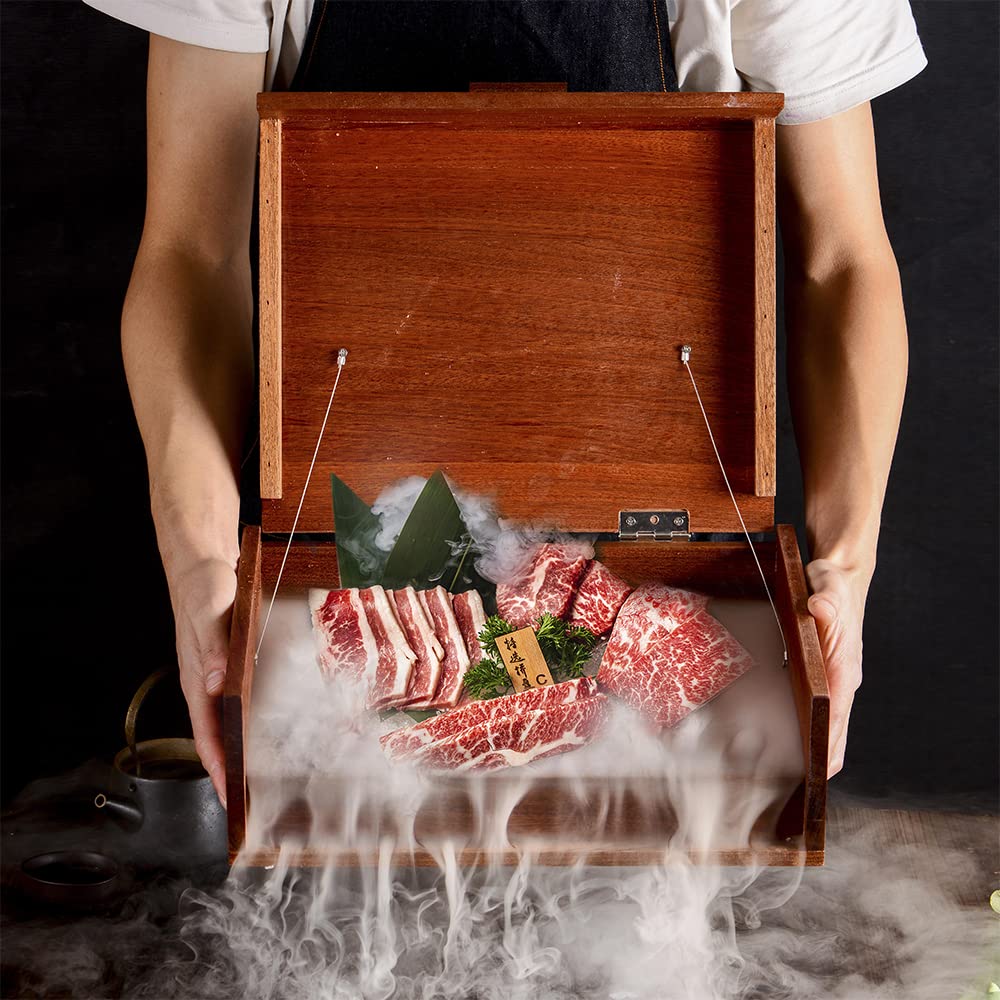 Premium Japanese BBQ Wooden Bento Box - 35x28x11.5cm Sushi Serving Tray with Dry Ice Storage | Creative Food Carrier Container for Picnics, Parties & Outdoor Dining