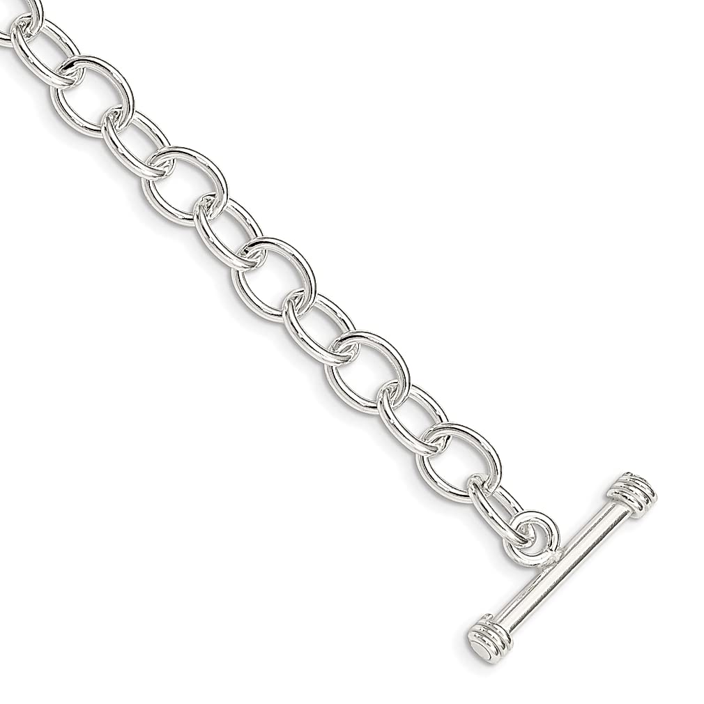925 Sterling Silver Link Toggle Bracelet with Rolo Chain - Elegant Charm Jewelry for Women | Perfect Gift for Her | Ideal for Date Nights, Parties & Special Occasions