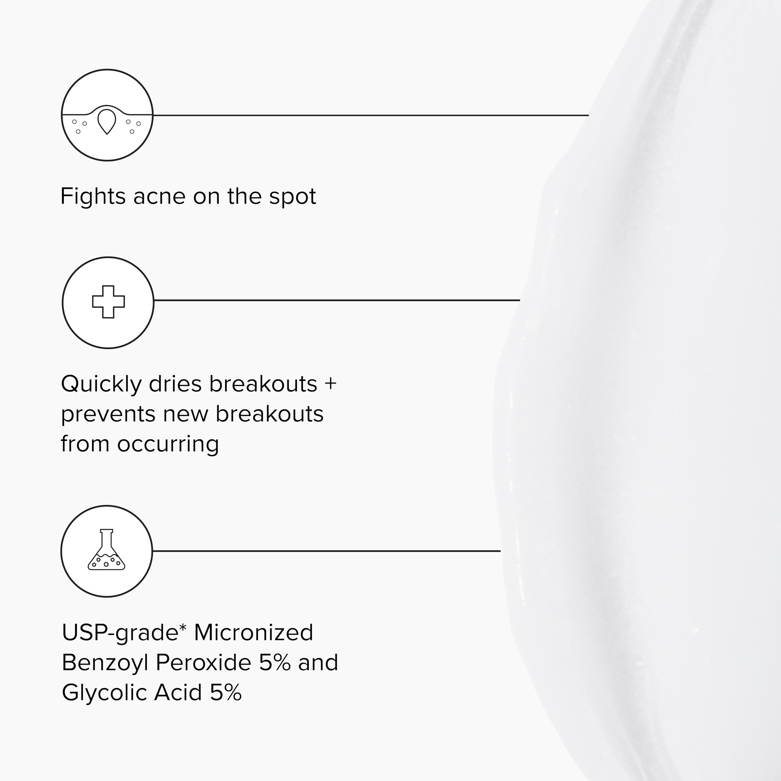 DRMTLGY Acne Spot Treatment & Cystic Acne Serum with 5% Micronized Benzoyl Peroxide & Glycolic Acid - Fast-Acting Acne Solution for Face & Body - Perfect for Teen & Adult Acne, Breakouts & Blemishes