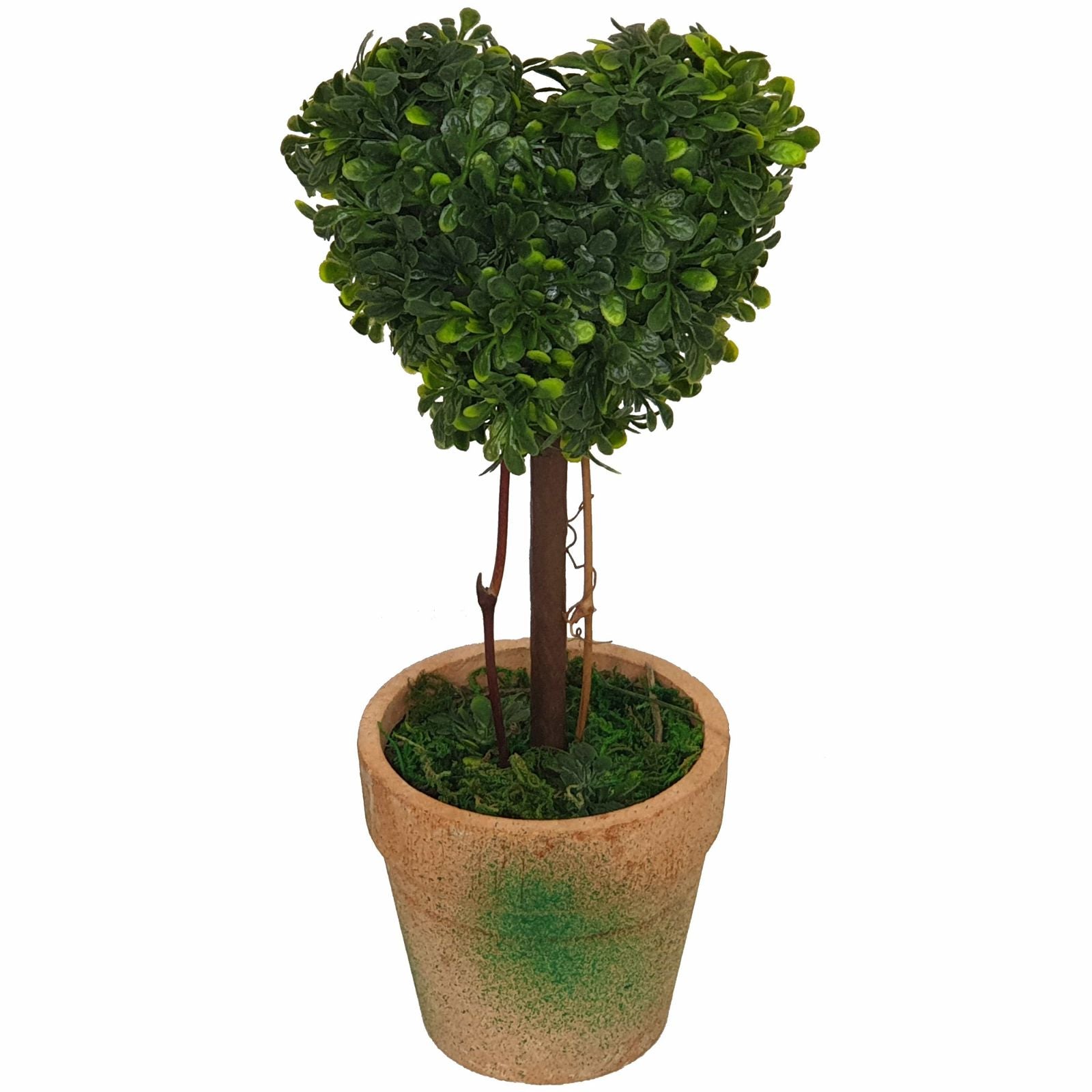 21cm Artificial Topiary Heart Plant in Terracotta Look Pot - Perfect for Home Decor, Wedding Centerpieces & Office Greenery - by Criterion