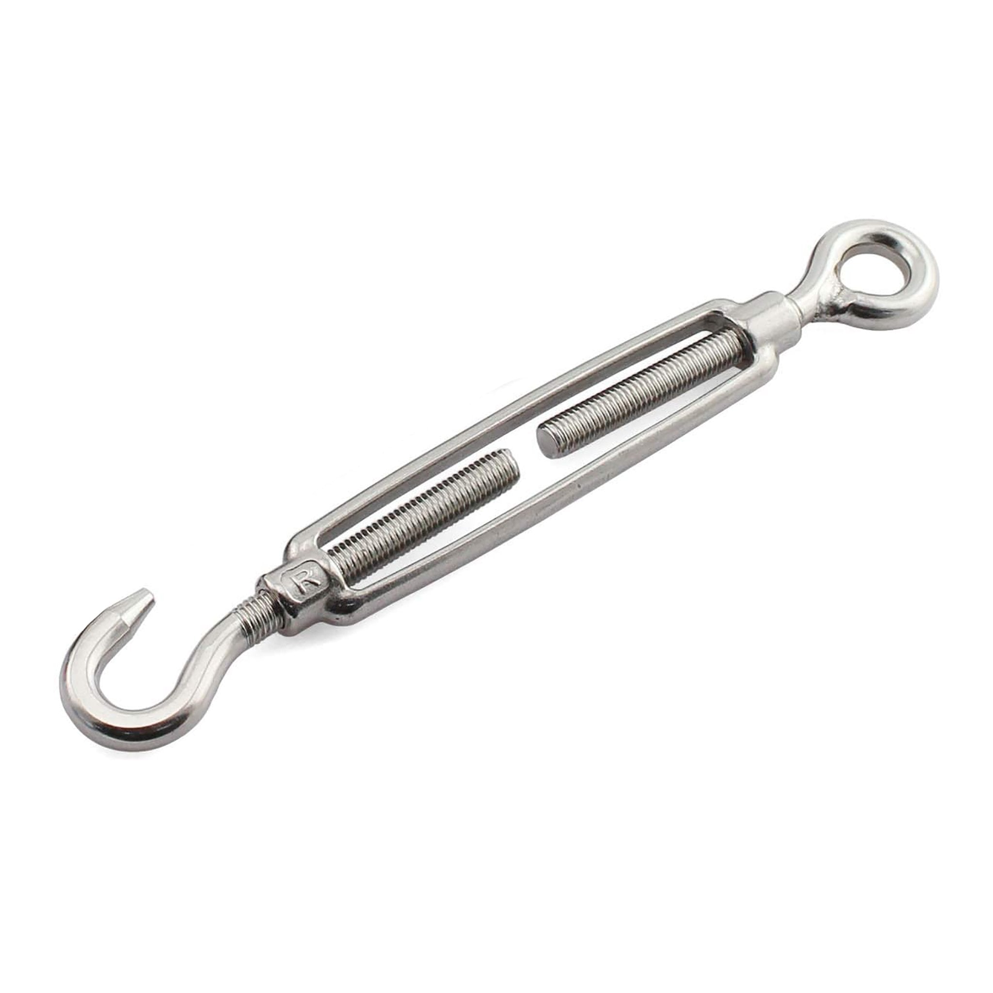 Stainless Steel M8 Eye Hook Turnbuckle - Heavy Duty Rigging Hardware for Marine, Construction & DIY Projects - Corrosion Resistant Adjustable Tensioner for Boats, Fences & Outdoor Structures