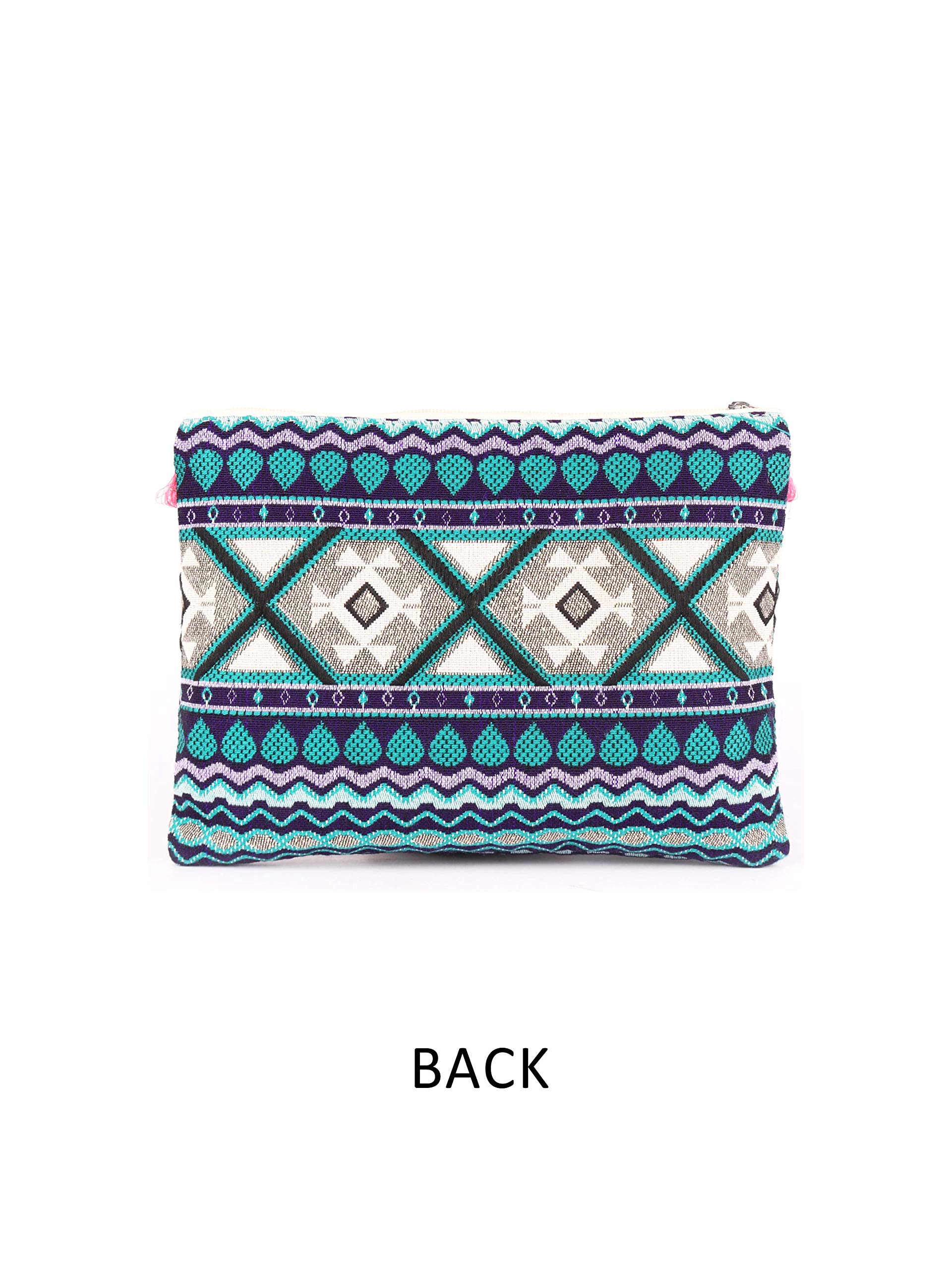 ASTRID 20cm Blue Cotton Makeup Pouch with Tassels - Travel Cosmetic Bag for Women, Perfect for Toiletries, Jewelry & Accessories Organization (Ideal for Vacation, Gym & Daily Use)