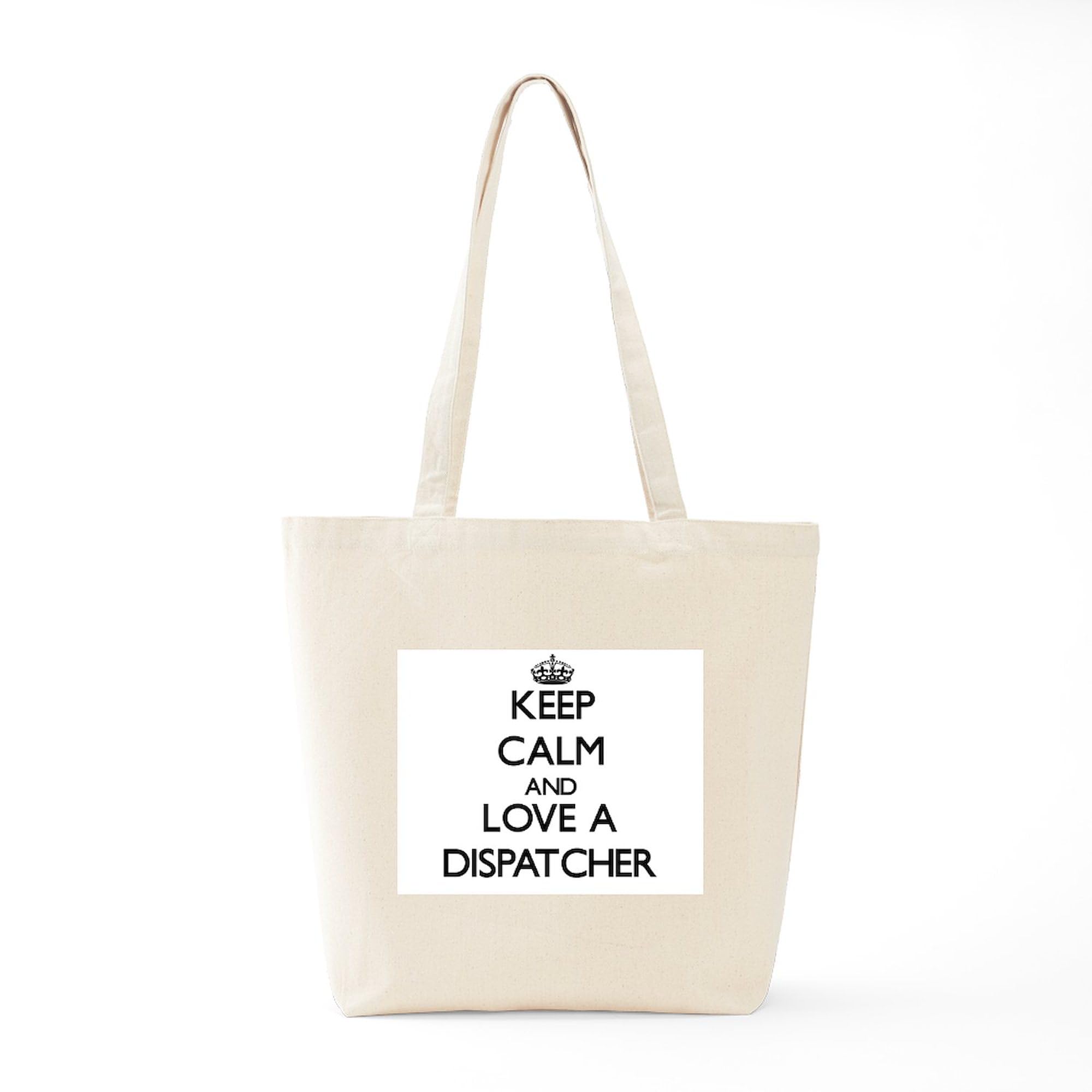 Keep Calm And Love A Dispatcher Tote Bag - Natural Canvas Reusable Shopping Bag for Groceries, Work & Everyday Use