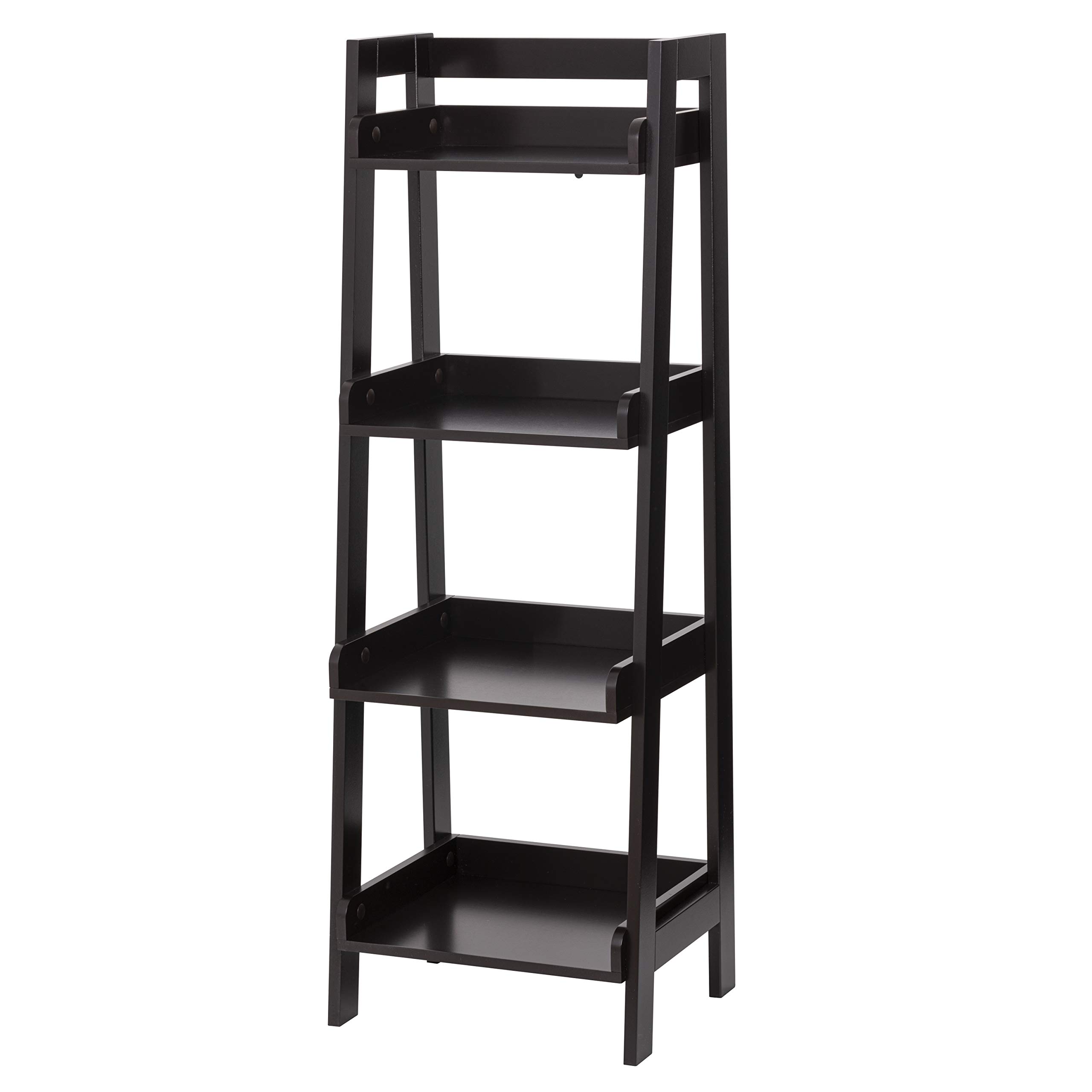 UTEX 4-Tier Ladder Shelf - Freestanding Bathroom Storage Organizer, Space Saving Open Wood Shelving Unit with 4 Shelves (Espresso) - Perfect for Bathroom, Bedroom, Living Room & Office Organization