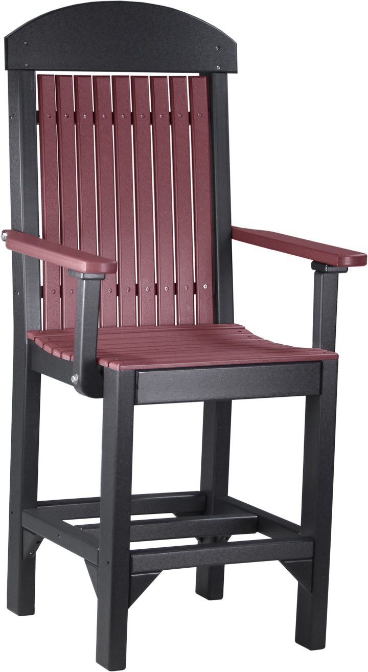LuxCraft Classic Counter Height Arm Chair - Modern Bar Stool for Kitchen Island, Breakfast Nook & Home Bar Seating