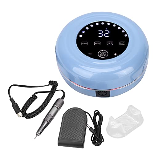 65W Electric Nail Drill Professional Manicure Pedicure Kit with Foot Pedal & 6 Drill Bits - Portable Nail Art Polishing Machine for Home & Salon Use (Blue) - Perfect for Gel Polish Removal, Acrylic Nails & Nail Extensions