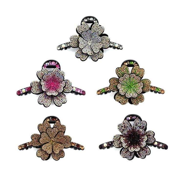 Chirography Rhinestone Hair Claws - Crystal Bun Holders, Half-Balloon Expanding Ponytail Clips for Women & Girls (Multicolor) - Perfect for Parties, Weddings & Everyday Hairstyles