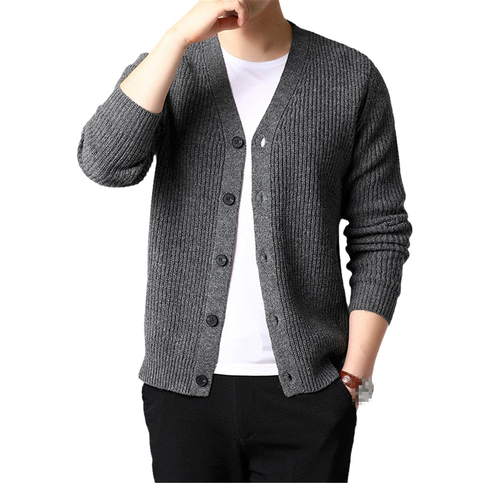 Men's Slim Fit Cardigan - Warm Winter Knitwear for Casual & Korean Style Fashion
