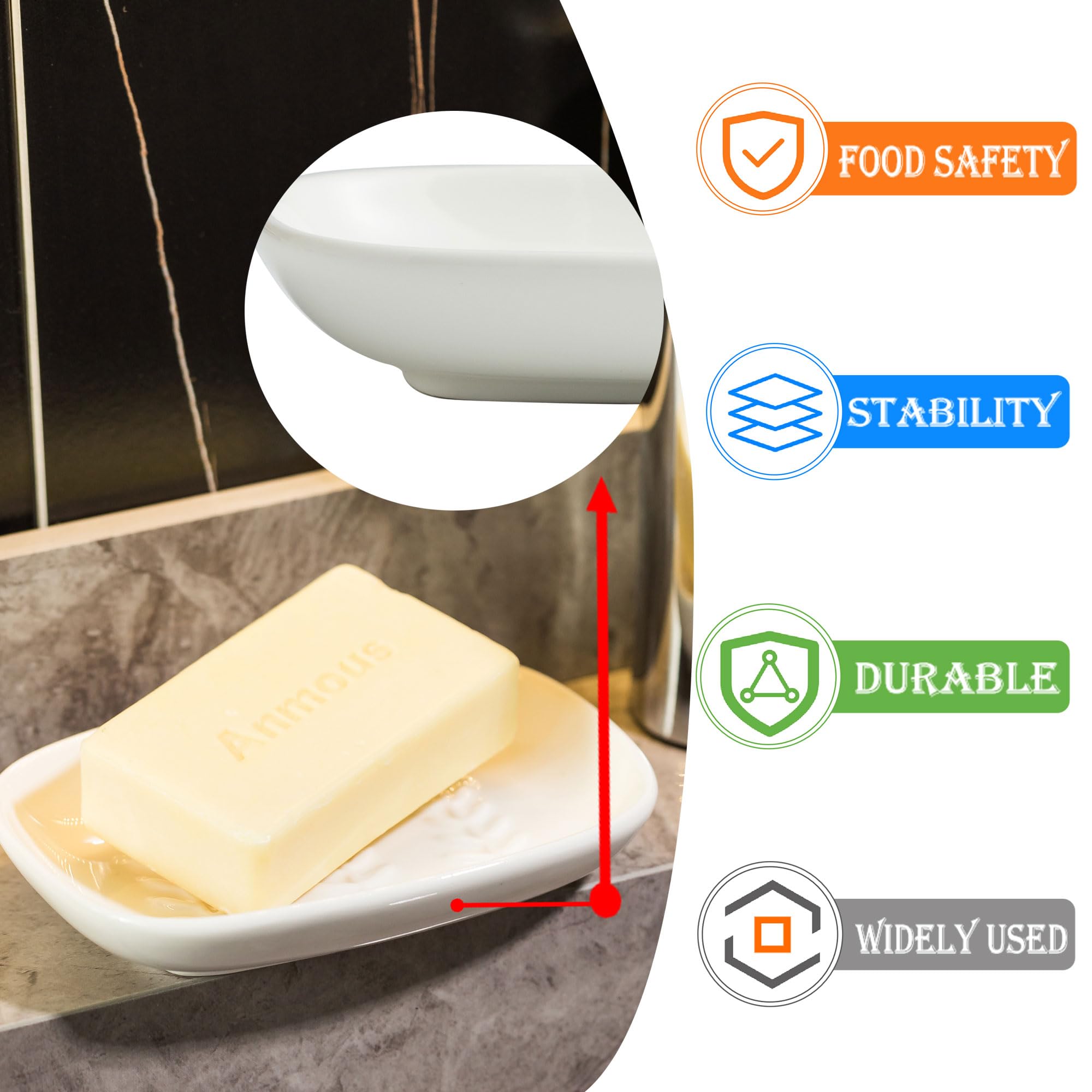 Ceramic Soap Dish Holder for Shower & Bathroom - White Soap Saver Tray with Drainage for Bar Soap & Sponge - Easy Clean Kitchen & Sink Organizer - Perfect for Bath, Spa & Daily Hygiene Routine
