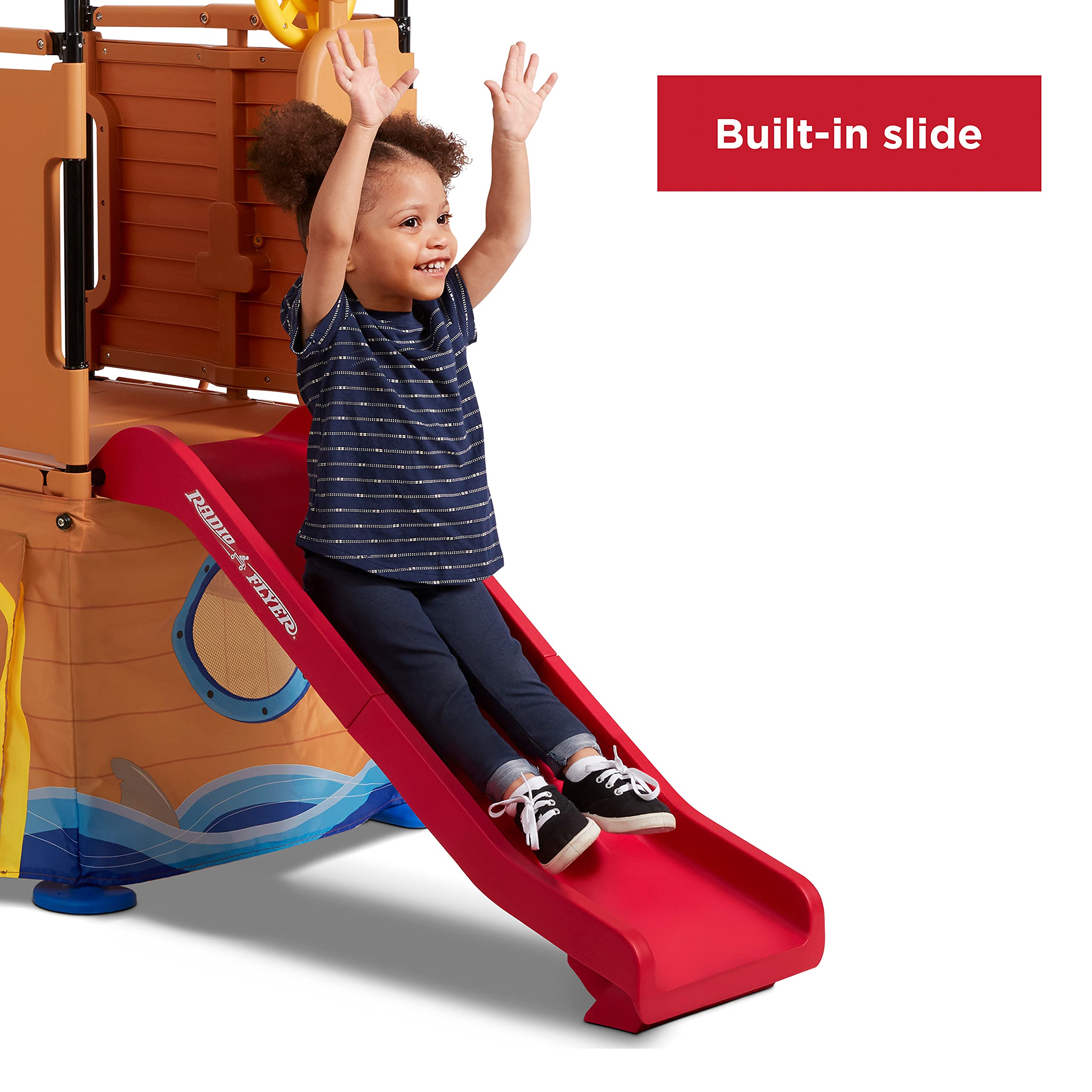 Radio Flyer Play & Fold Away Pirate Ship - Toddler Climber & Kids Playhouse for Ages 2-5 | Indoor & Outdoor Playtime Adventure for Preschoolers