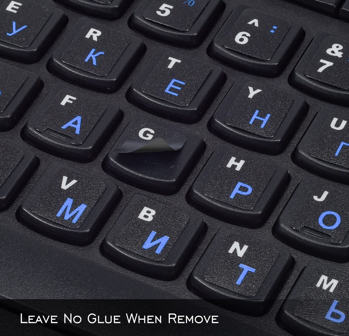 2PCS Russian Cyrillic Keyboard Stickers - Black Background with Blue/White Letters for Laptop, Notebook & Desktop Computers | Perfect for Typing in Russian, Language Learning & Multilingual Work