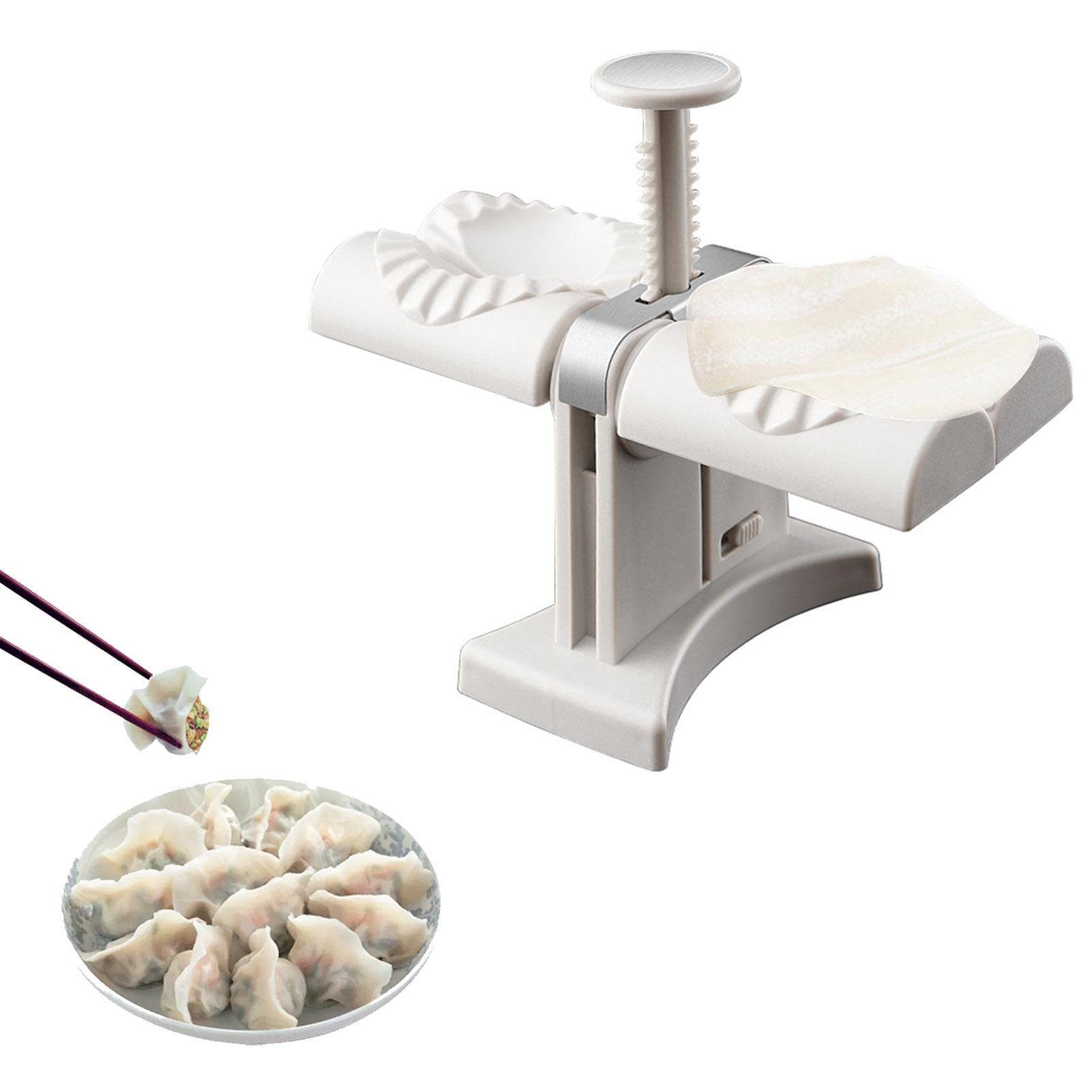 Stainless Steel Double Head Automatic Dumpling Maker - ABS Material Safe Kitchen Tool for Making Dumplings & Empanadas Fast | Perfect for Home Cooking, Party Food Prep & Asian Cuisine Lovers