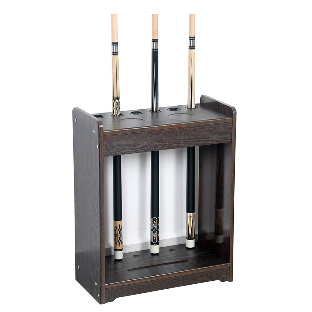 Premium Wooden Floor Stand Pool Cue Holder - 6 Billiard Cue Rack Organizer for Pool Sticks & Fishing Rods | Durable & Stylish Storage Solution for Game Rooms, Bars, and Home Entertainment Spaces