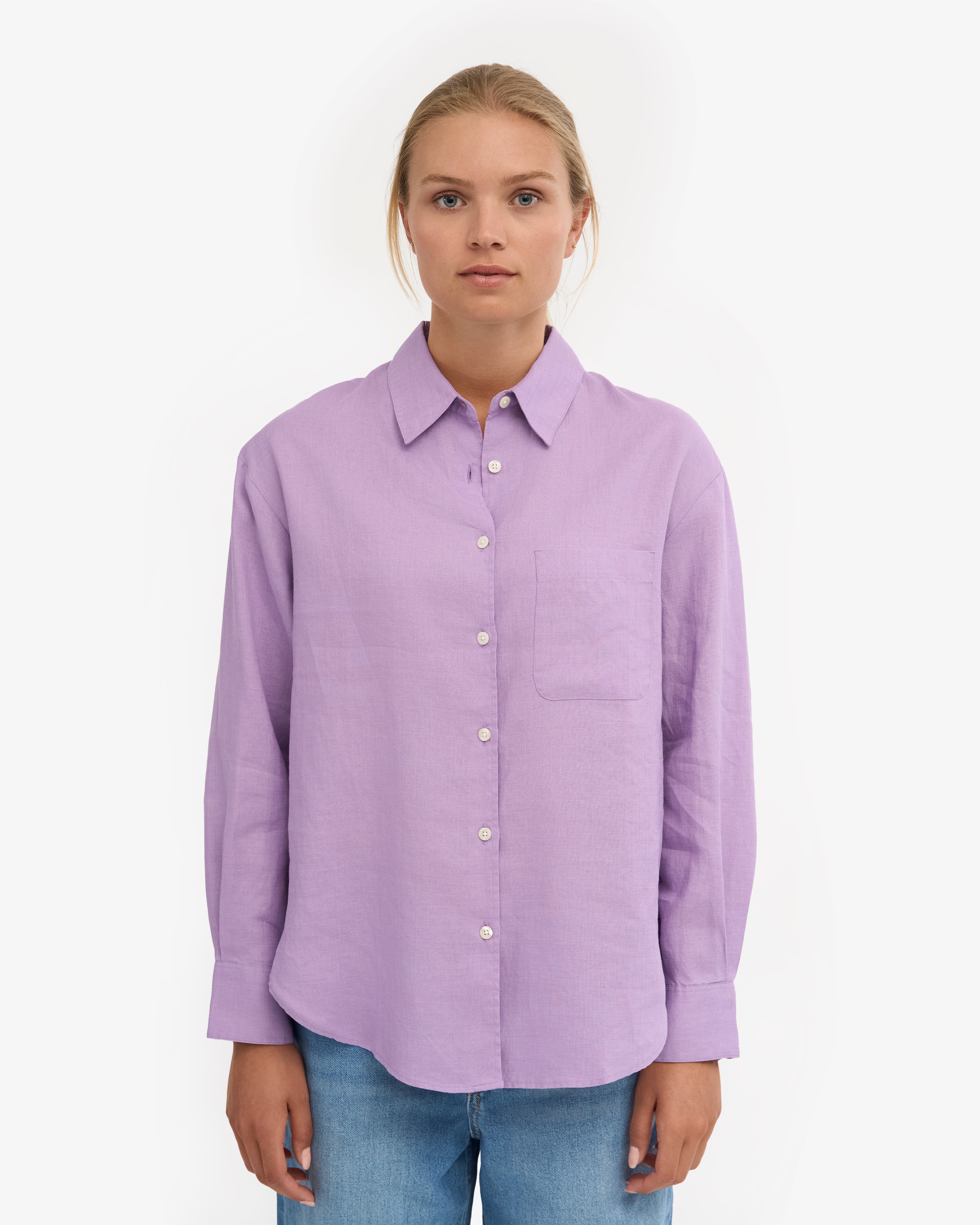 Soft Lavender Linen Oversized Shirt for Women - Breathable & Comfortable Summer Blouse - Perfect for Casual Outings, Beach Cover-Up, and Boho Style Outfits