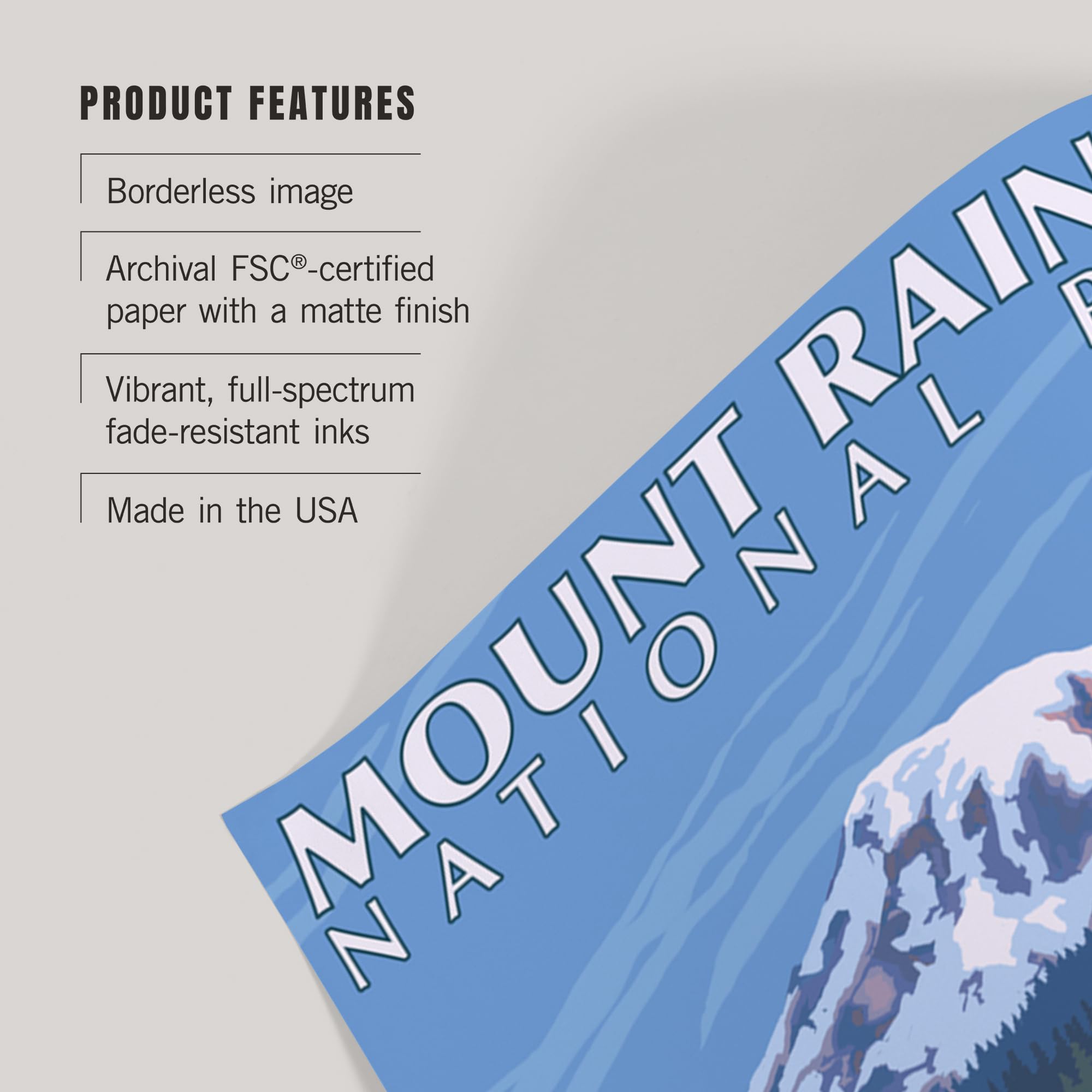 Lantern Press 16x24 Inch Giclee Print - Mount Rainier Washington Landscape Art with Eagle Fishing - Premium Wall Decor for Living Room, Bedroom & Office