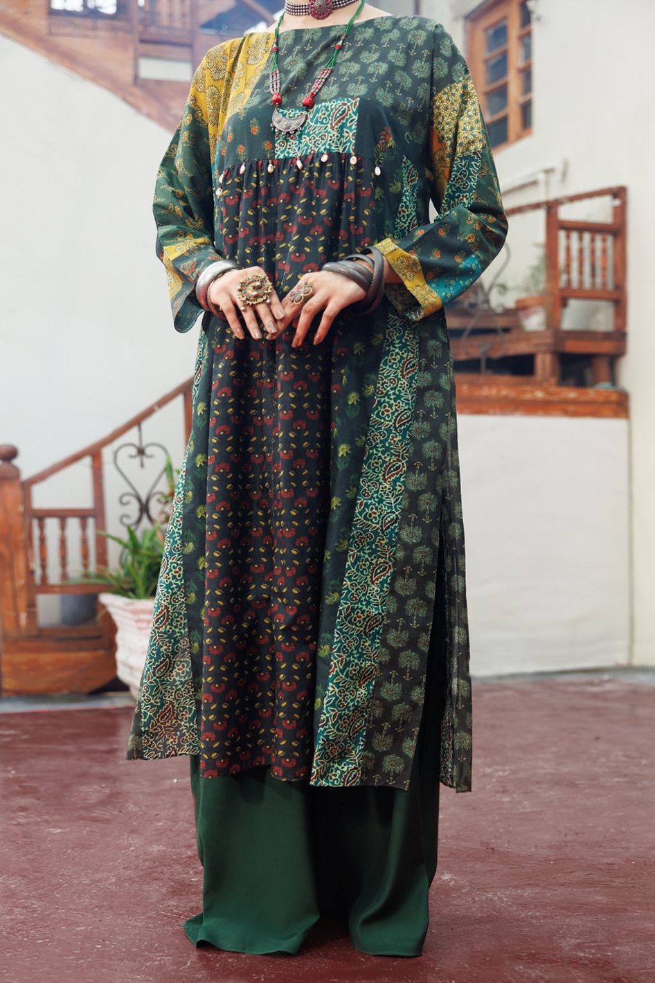 Stylish Cambric Green Kurti by Almirah - Comfortable Ethnic Wear for Women - Perfect for Festivals, Parties & Casual Outings
