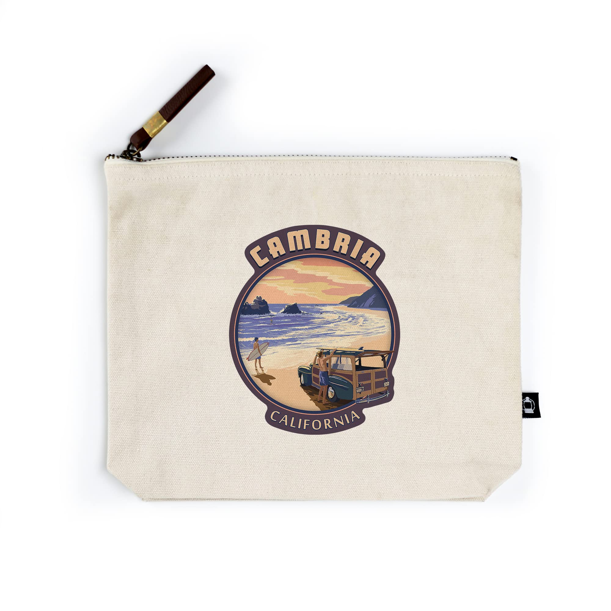 Lantern Press Cambria California Woody on Beach Canvas Travel Bag - 100% Cotton Durable Go Bag for Beach Trips, Camping & Outdoor Adventures
