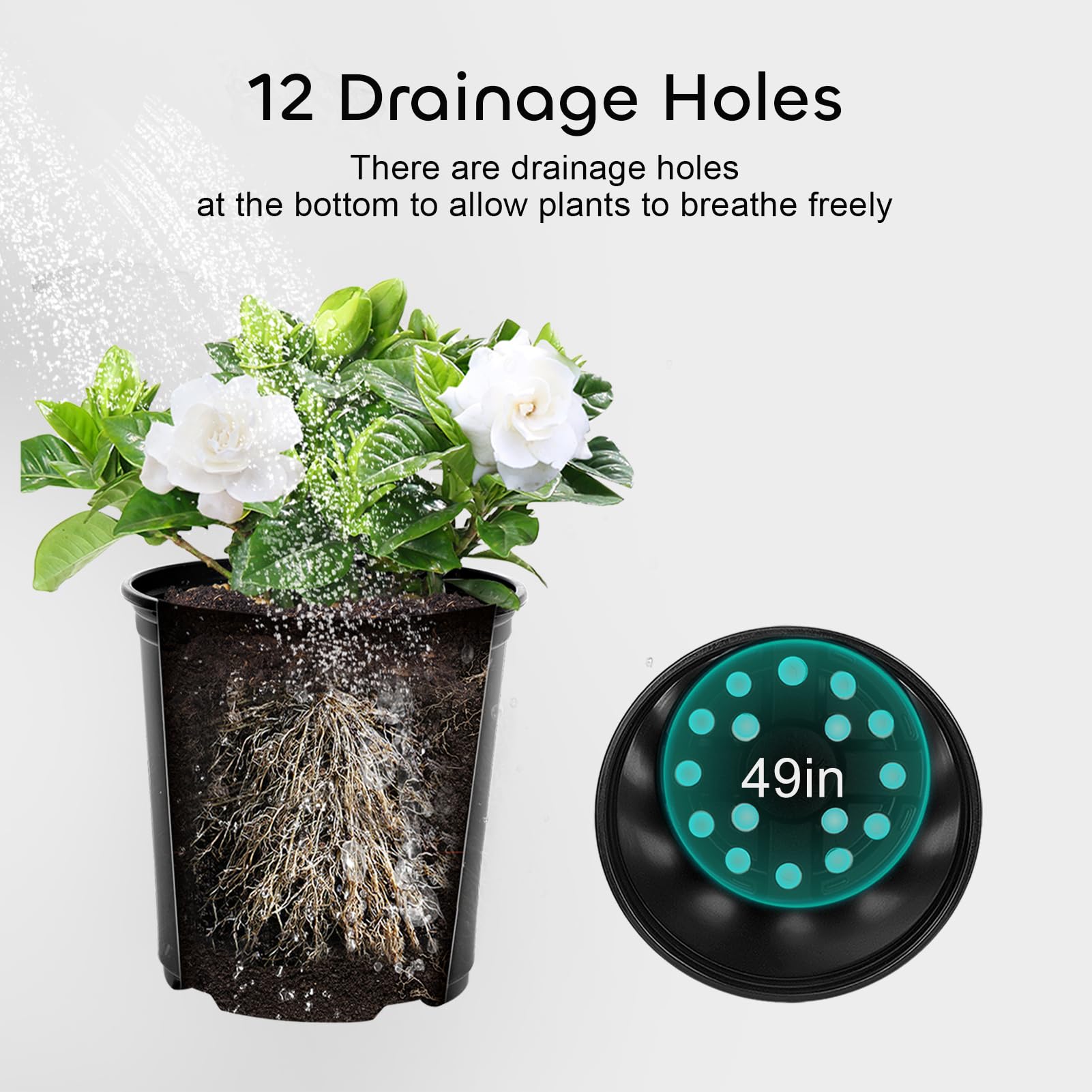 GROWNEER 24-Pack 6 Inch 1 Gallon Flexible Nursery Pots with Drainage Holes & 15 Plant Labels - Black Flower Plant Containers for Indoor Outdoor Seedlings, Vegetables, Succulents - Perfect for Gardening, Transplanting, and Home Decor
