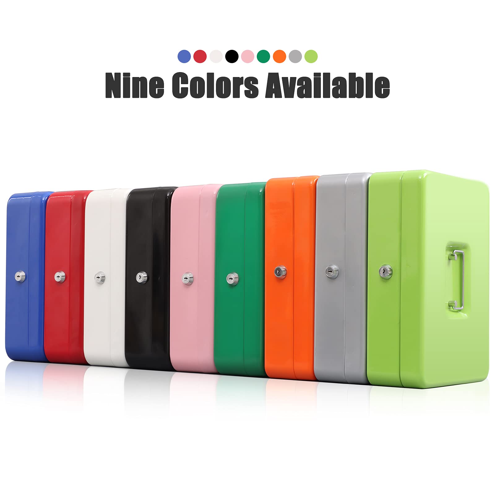 KYODOLED Large Locking Cash Box with Key - 11.81