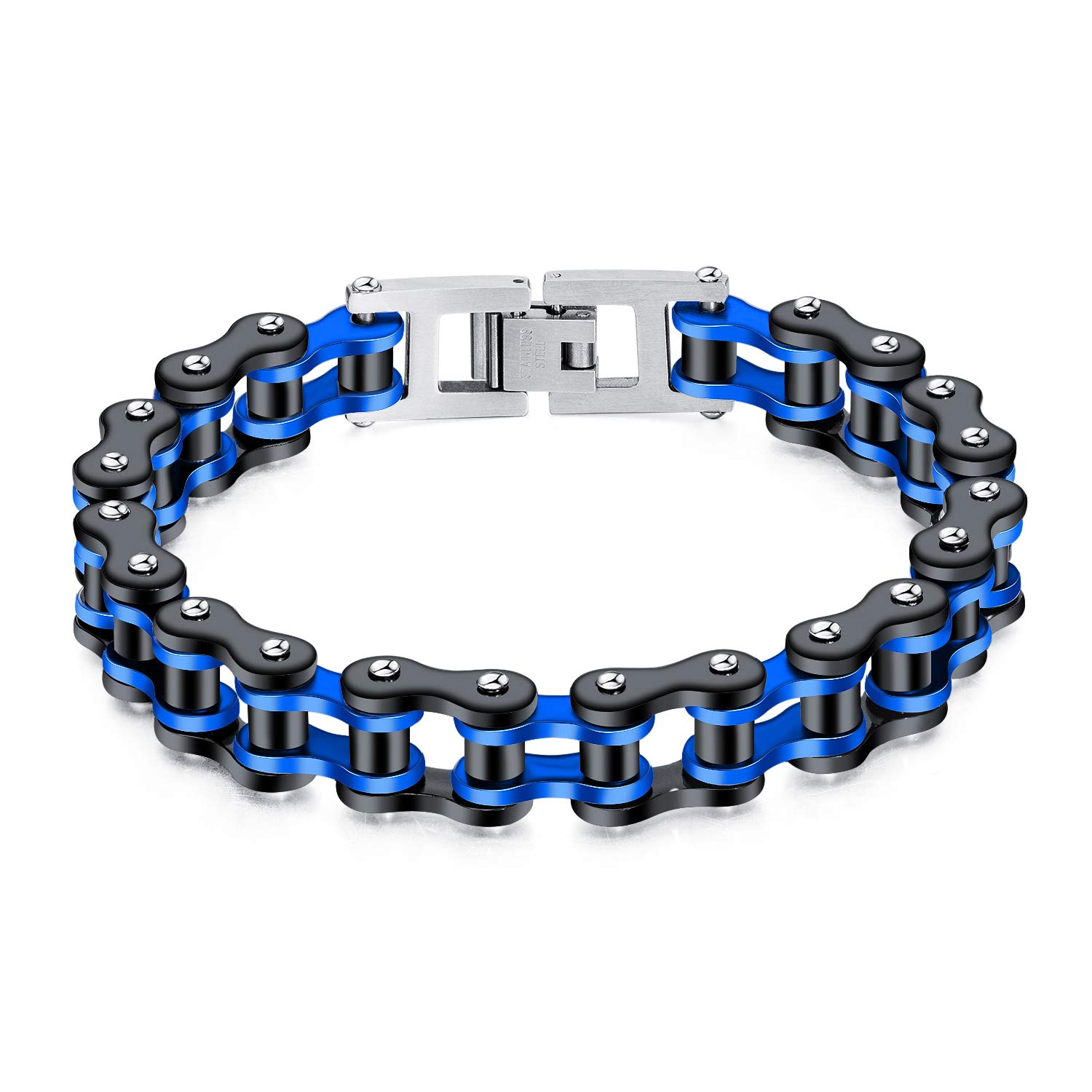 Men's Stainless Steel Biker Chain Bracelet - 12.5MM Punk Rock Style for Motorcycle & Fashion