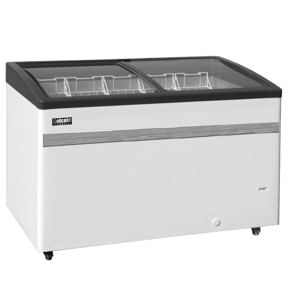 Celcold 50 Quart Commercial Ice Cream Display Freezer - Energy Efficient Glass Door Freezer for Ice Cream Shop, Dessert Store, and Frozen Treats Display
