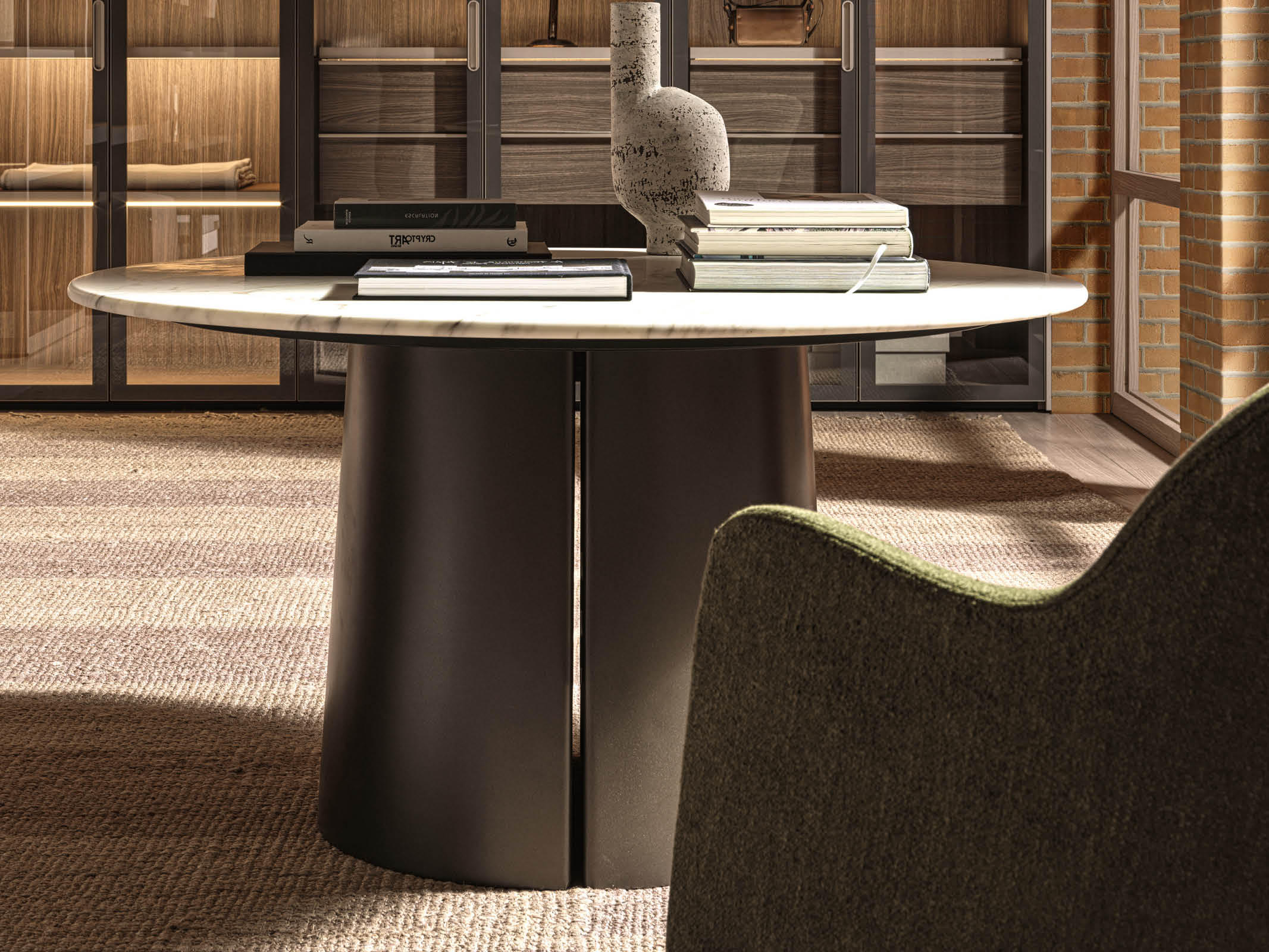 Round Lounge Table by Mateo - Modern Coffee Table for Living Room, Patio, or Office - Perfect for Relaxing, Entertaining, and Decorating