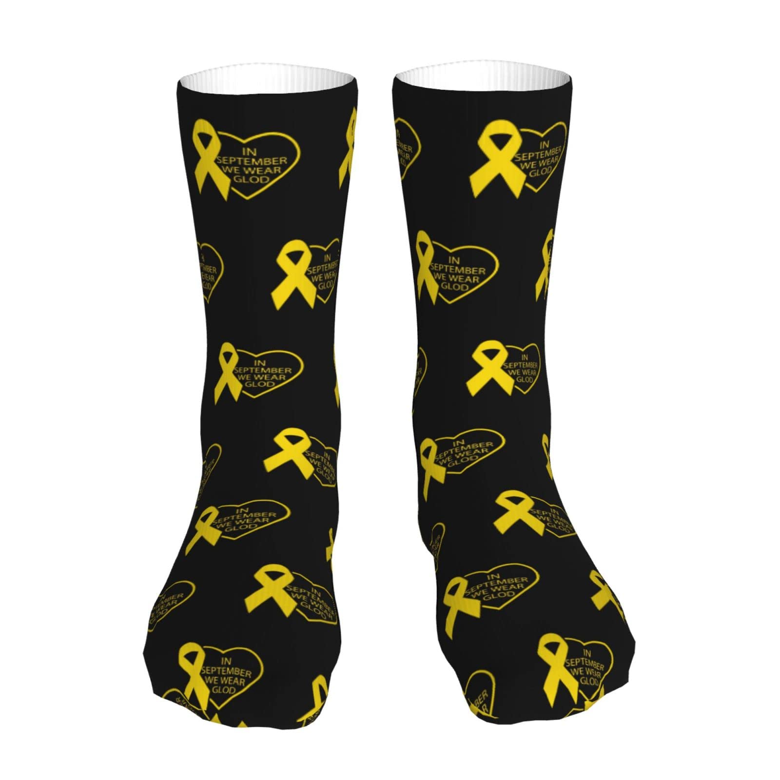 Gold Ribbon Cancer Awareness Socks for Men & Women - Comfortable Crew Stockings for Childhood Cancer Support - Perfect for September Awareness Month, Fundraisers & Daily Wear