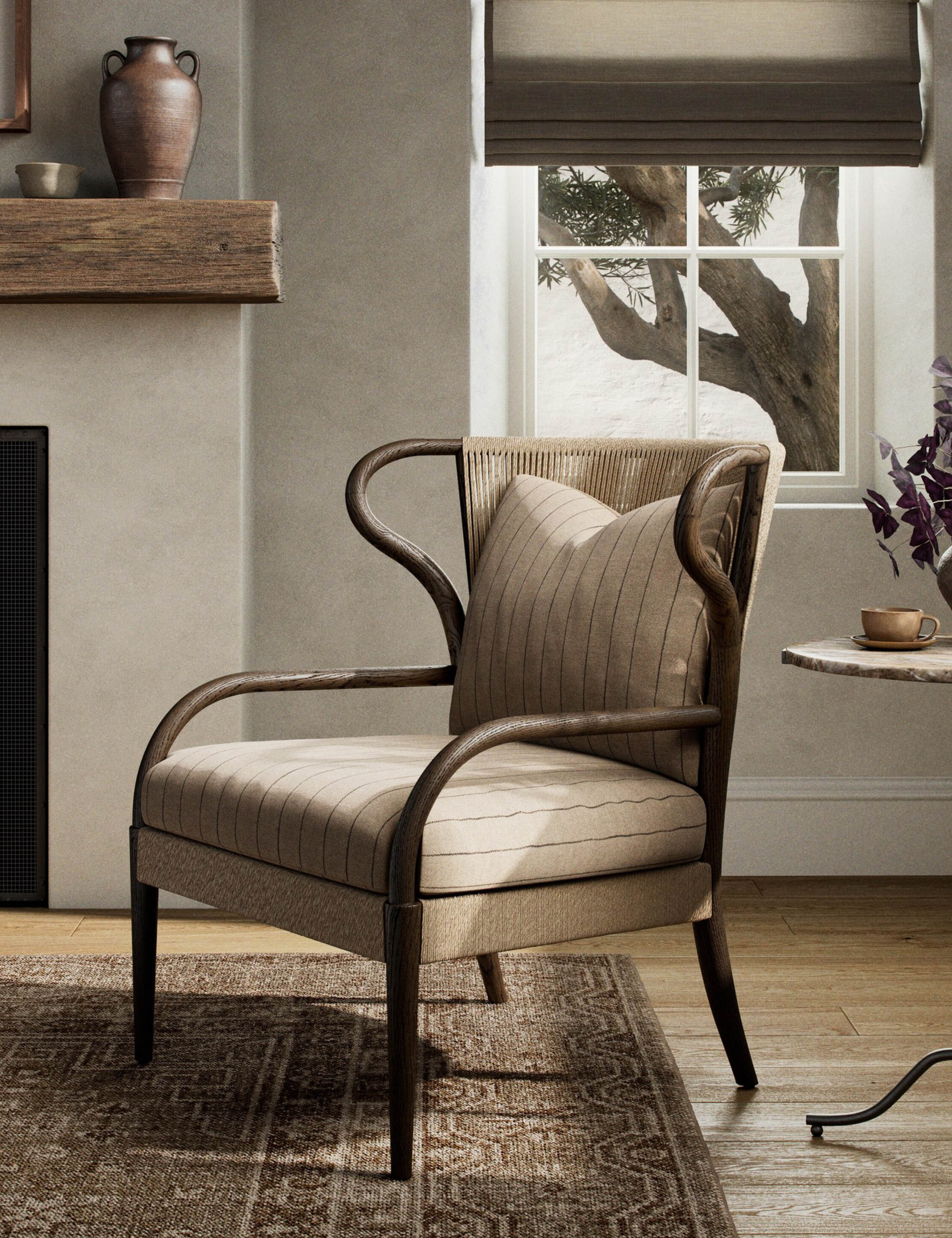Amira Accent Chair by Amber Lewis x Four Hands - Modern Upholstered Lounge Chair for Living Room, Bedroom & Office - Stylish Home Decor Furniture for Relaxing & Reading
